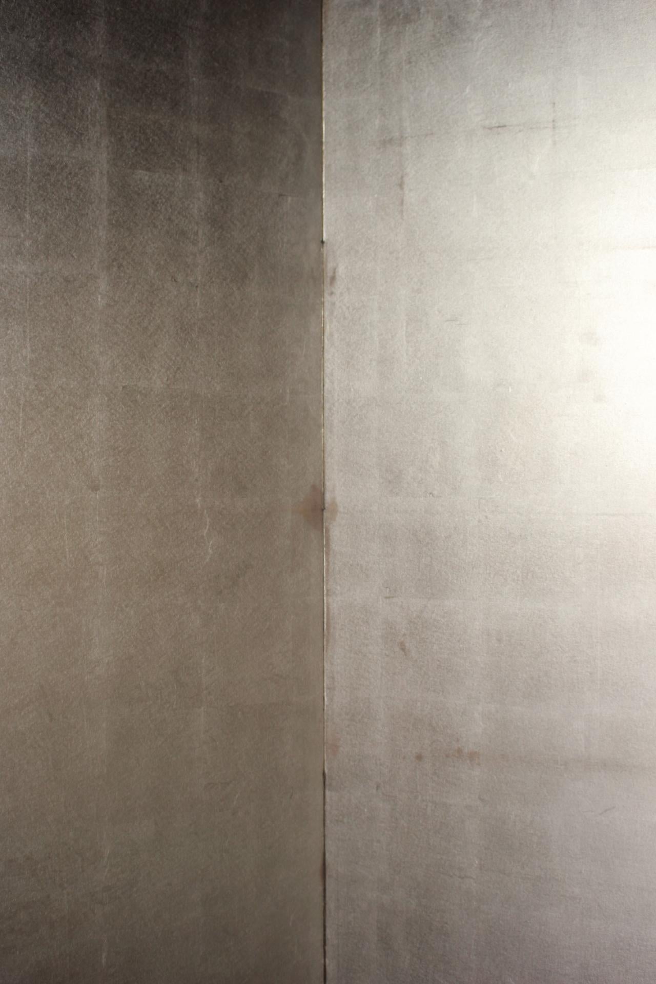 B30 Japanische Antiquitäten 6Paneele, Silberpapier, Folding Screen, rotgerahmt im Angebot 6