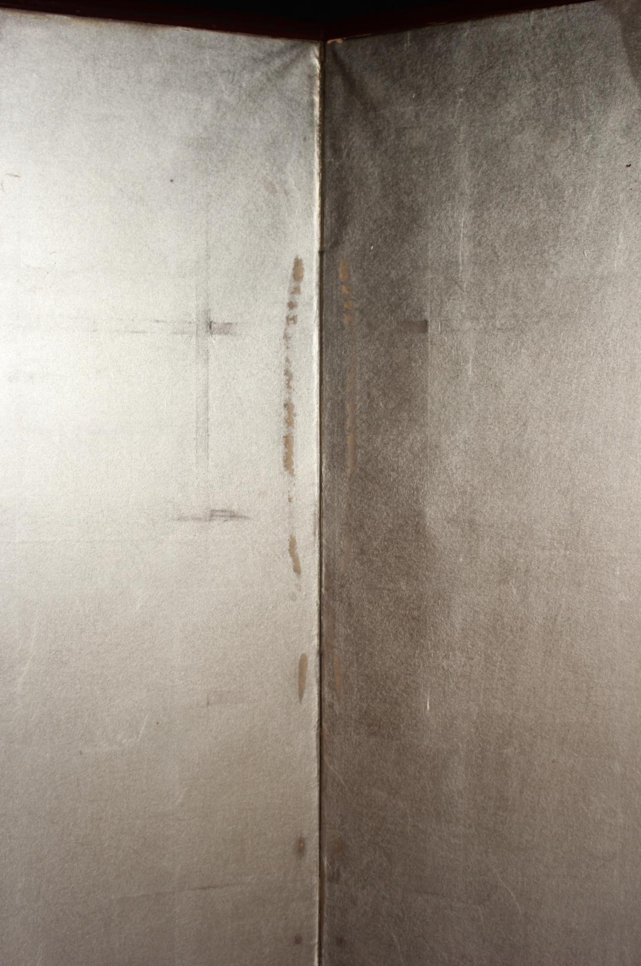 B30 Japanische Antiquitäten 6Paneele, Silberpapier, Folding Screen, rotgerahmt im Angebot 10