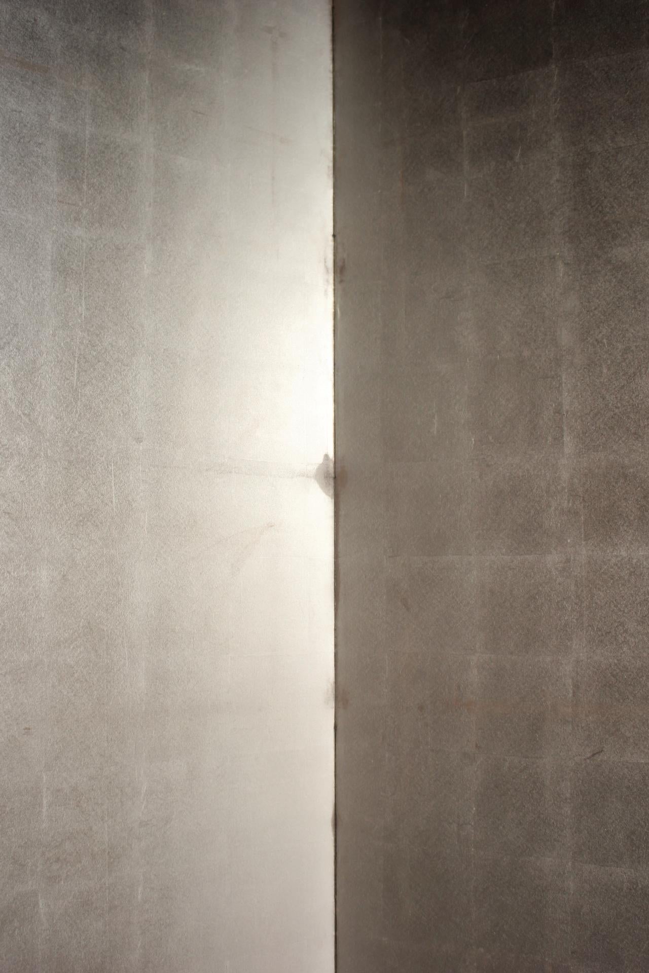B30 Japanische Antiquitäten 6Paneele, Silberpapier, Folding Screen, rotgerahmt im Angebot 2