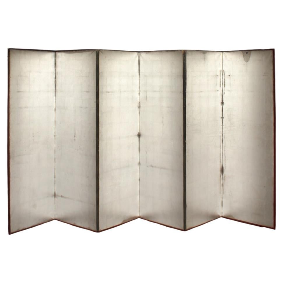 B30 Japanische Antiquitäten 6Paneele, Silberpapier, Folding Screen, rotgerahmt