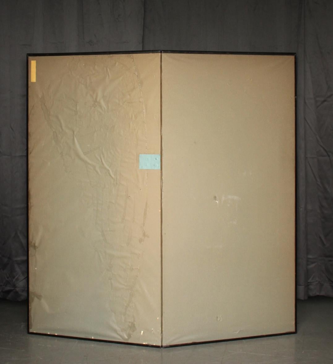 B31 Japanische Antiquitäten 2Tafeln, Papier, Foldes Bildschirm mit Blume im Angebot 11