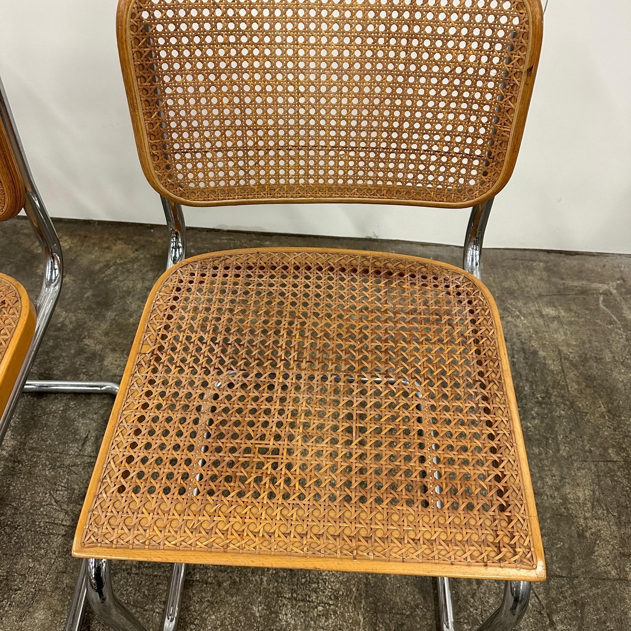 B32 Cesca Chairs by Marcel Breuer for Gavina In Good Condition In Chicago, IL