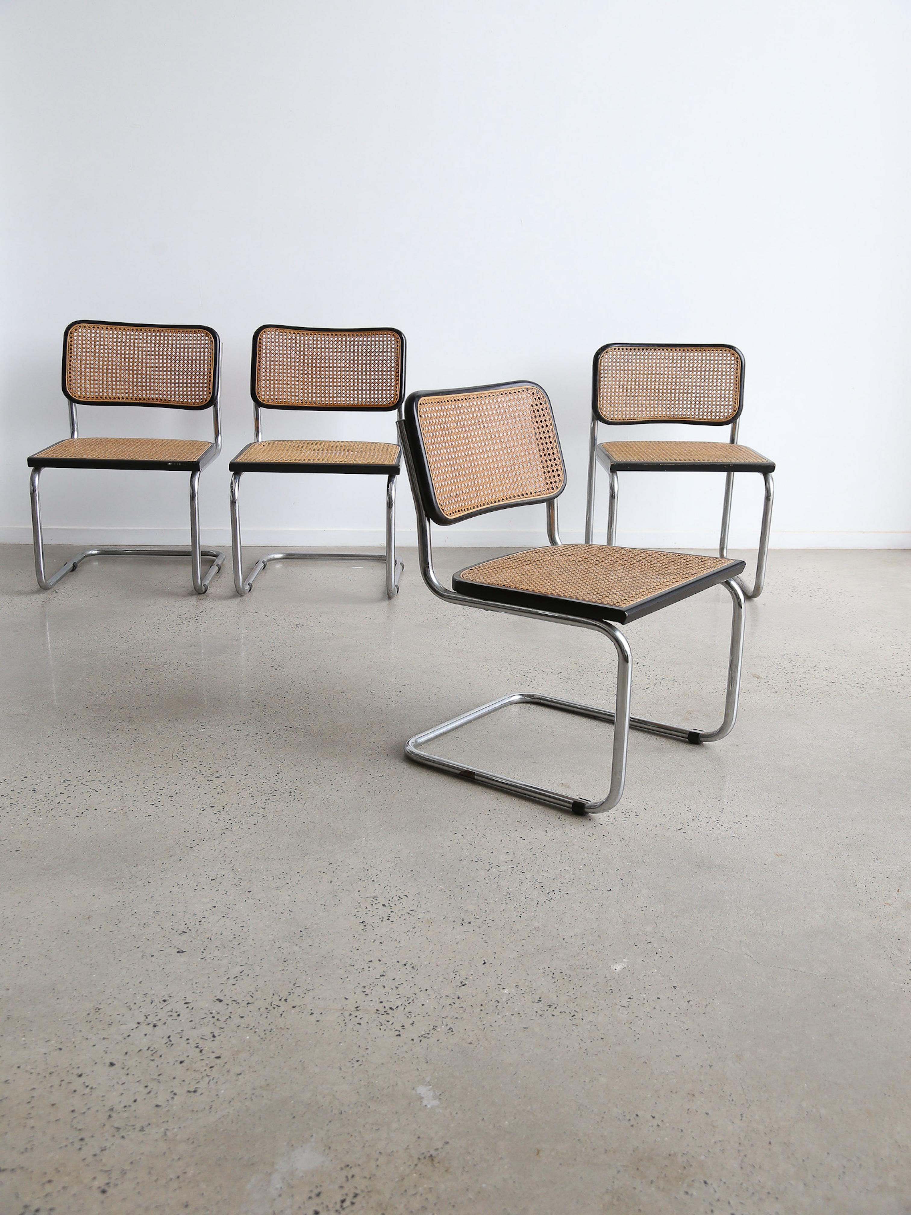 Rattan B32 Dining Chairs by Marcel Breuer for Gavina 1960s For Sale
