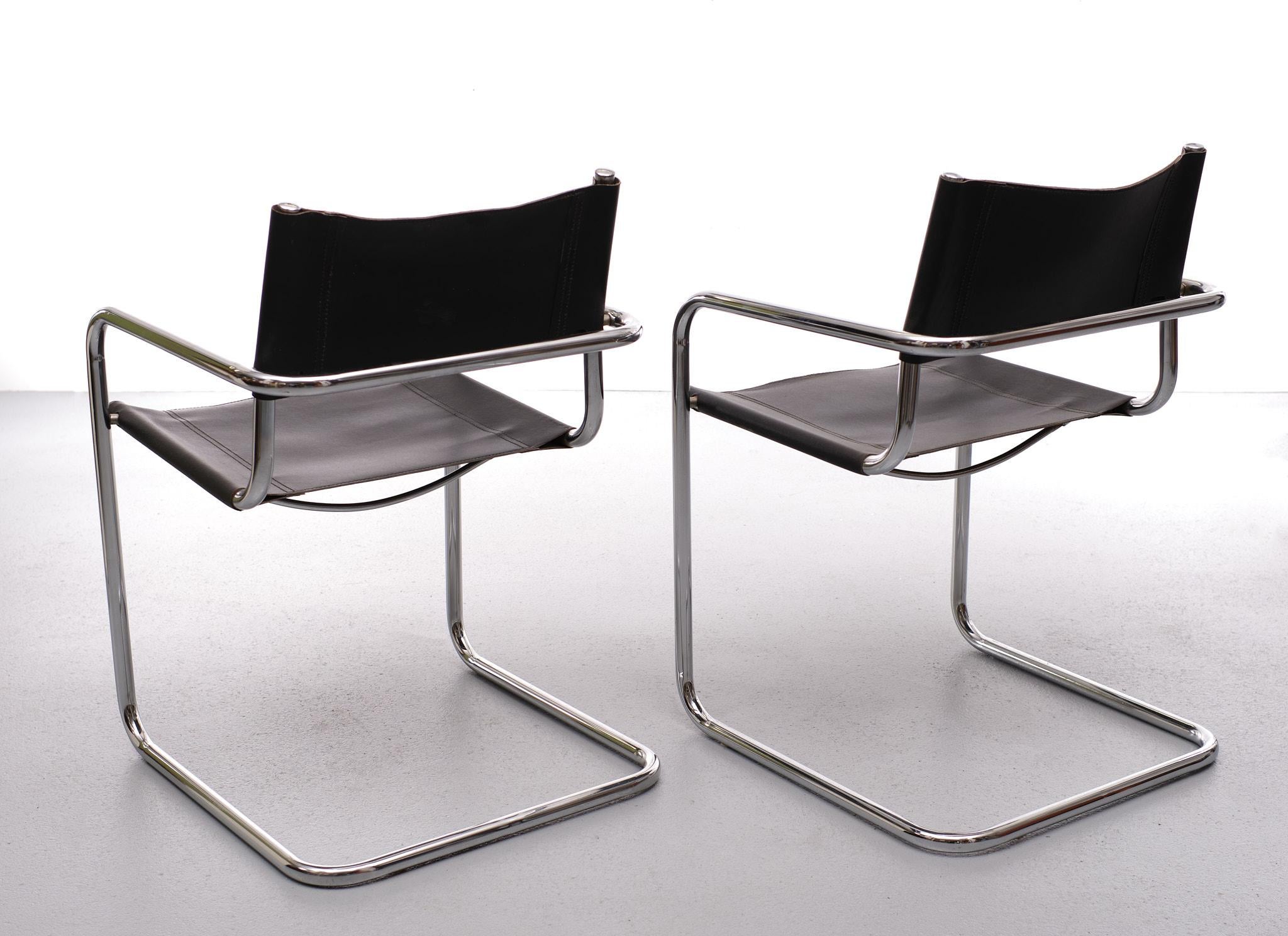 B34 Cantilever Chairs, Marcel Breuer Design, Bauhaus Chairs, Italy 80 For Sale 3