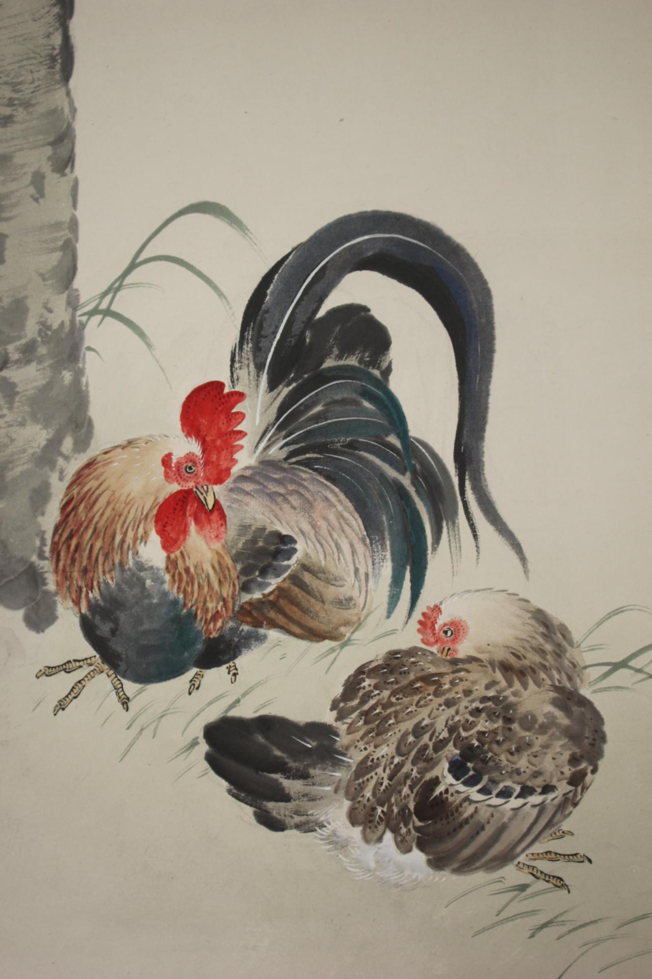 B4 JapaneseAntiques 6panels, Gold back, Flower&bird Chicken Crane, FoldingScreen en Bueno estado para la venta en Niiza, JP