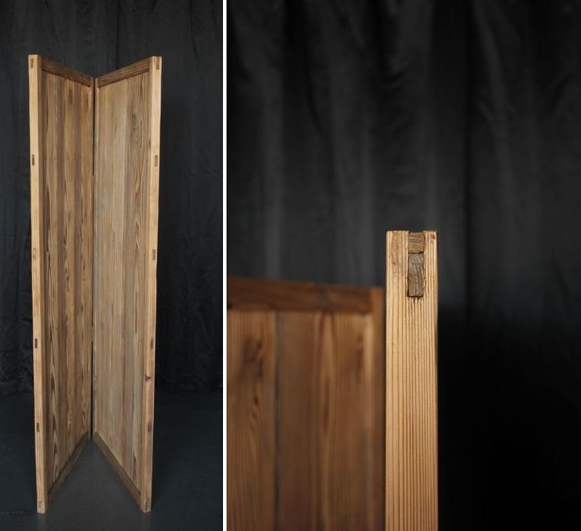 B40 Japanese antique, cedar Byobu folding screen, room dividers For Sale 9