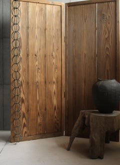 B40 Japanese antique, cedar Byobu folding screen, room dividers