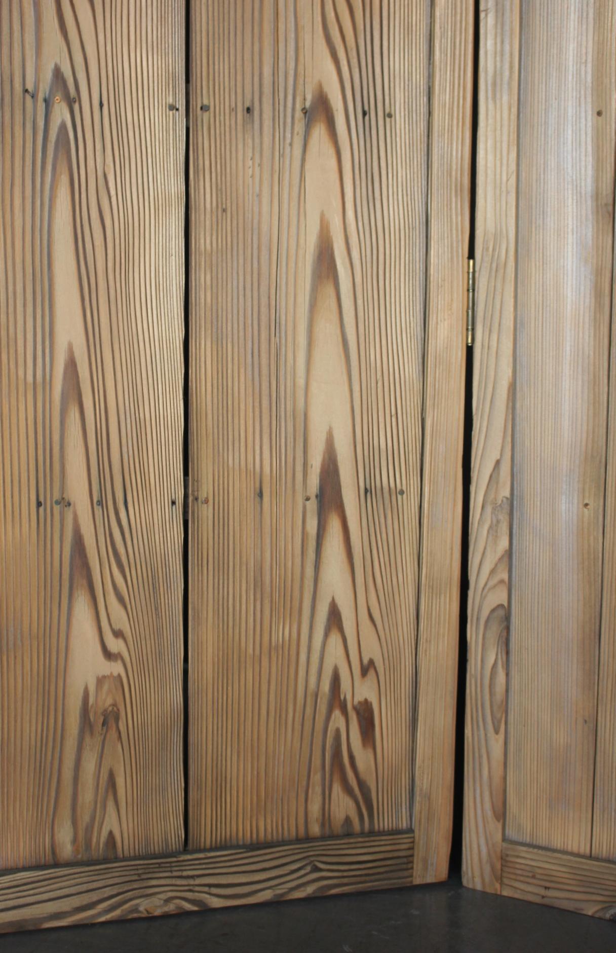 B40 Japanese antique, cedar Byobu folding screen, room dividers For Sale 4