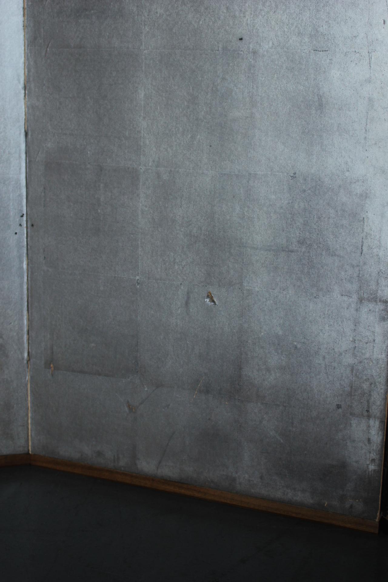 B41 Japanese Antiques 6panels, Silver Paper, folding Screen, brown-rimmed For Sale 9