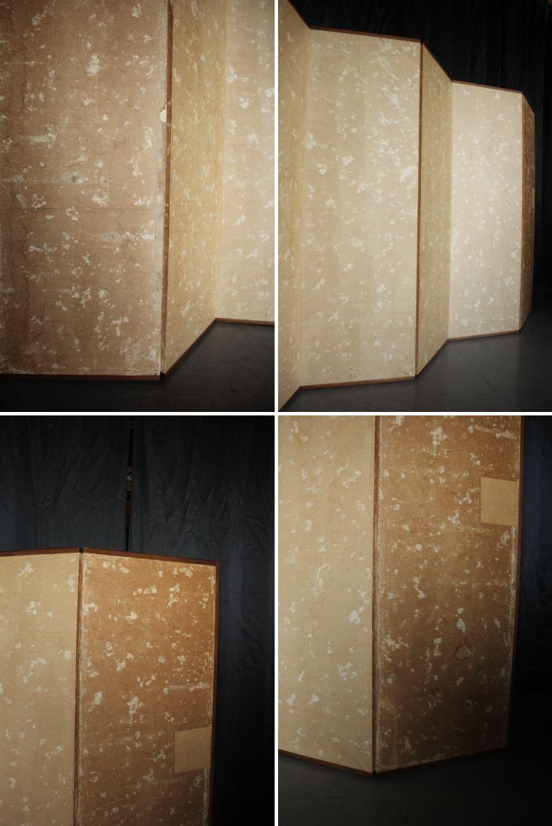 B41 Japanese Antiques 6panels, Silver Paper, folding Screen, brown-rimmed For Sale 16