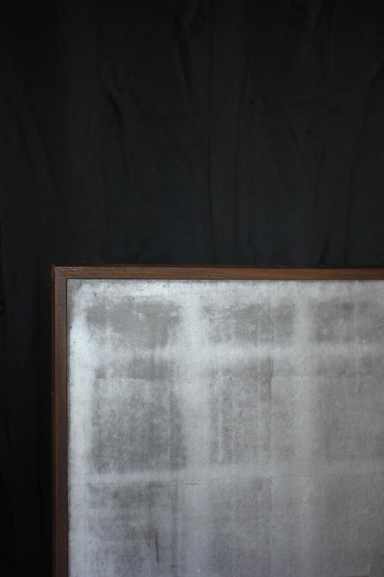 20th Century B41 Japanese Antiques 6panels, Silver Paper, folding Screen, brown-rimmed For Sale