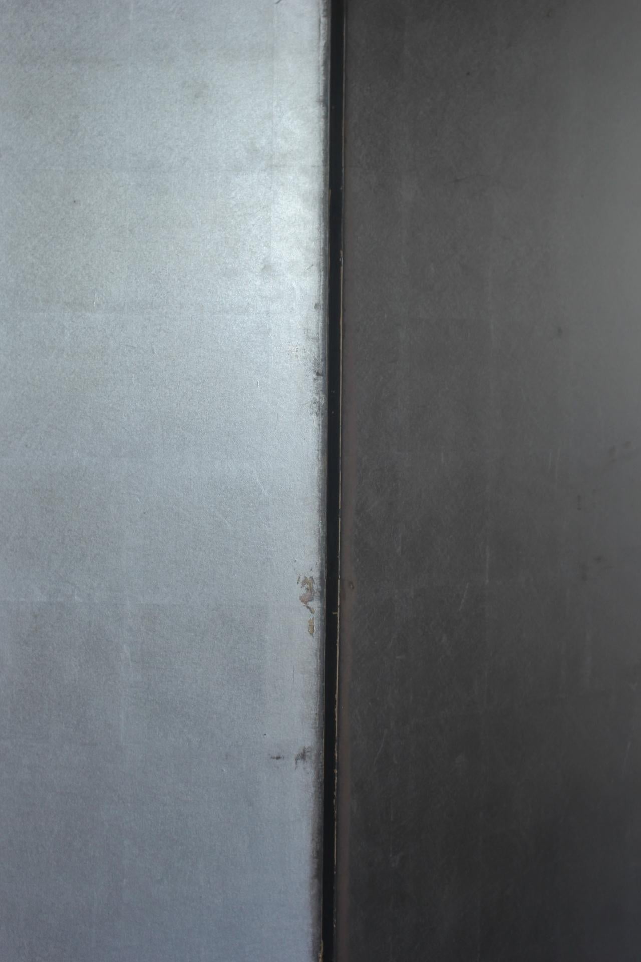 B42 Japanese Antiques 6panels, Silver Paper, folding Screen, red-rimmed For Sale 9