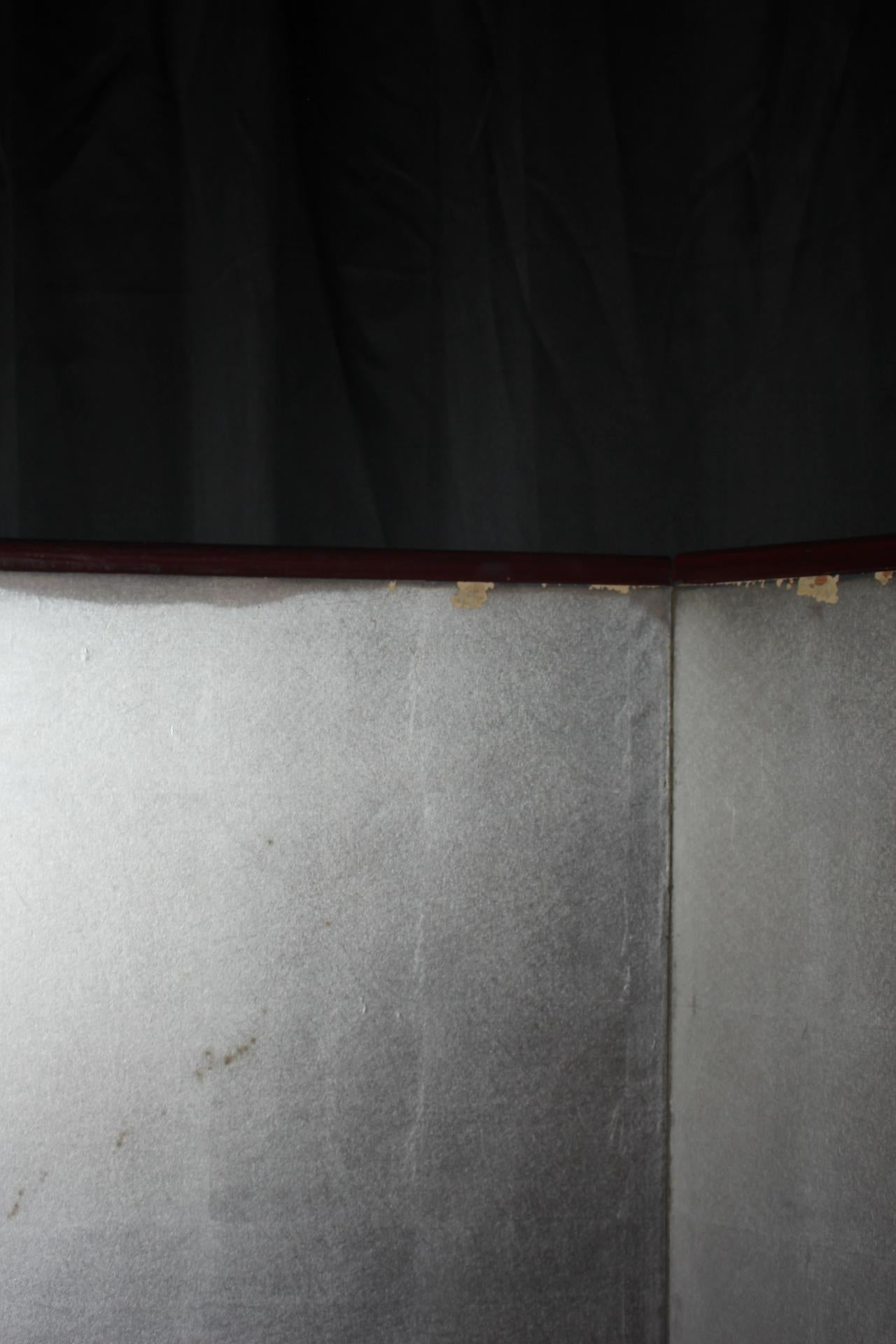 B42 Japanese Antiques 6panels, Silver Paper, folding Screen, red-rimmed For Sale 12