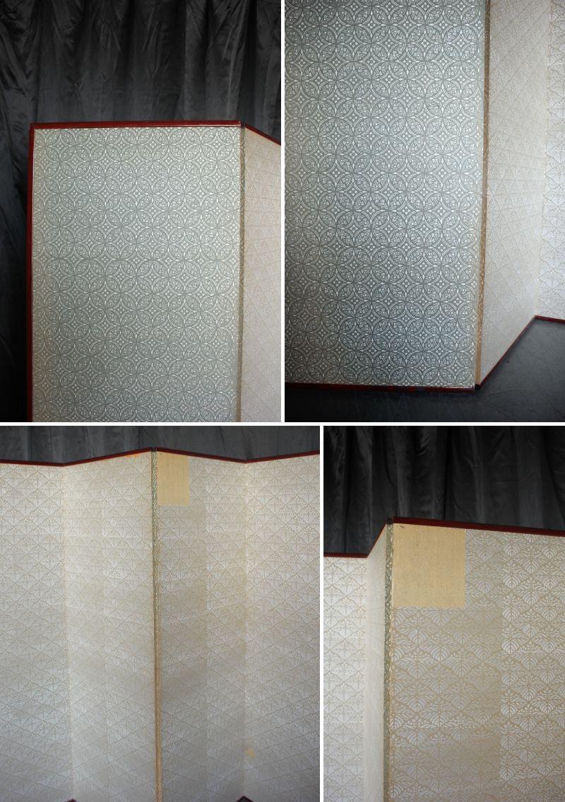 B42 Japanese Antiques 6panels, Silver Paper, folding Screen, red-rimmed For Sale 15