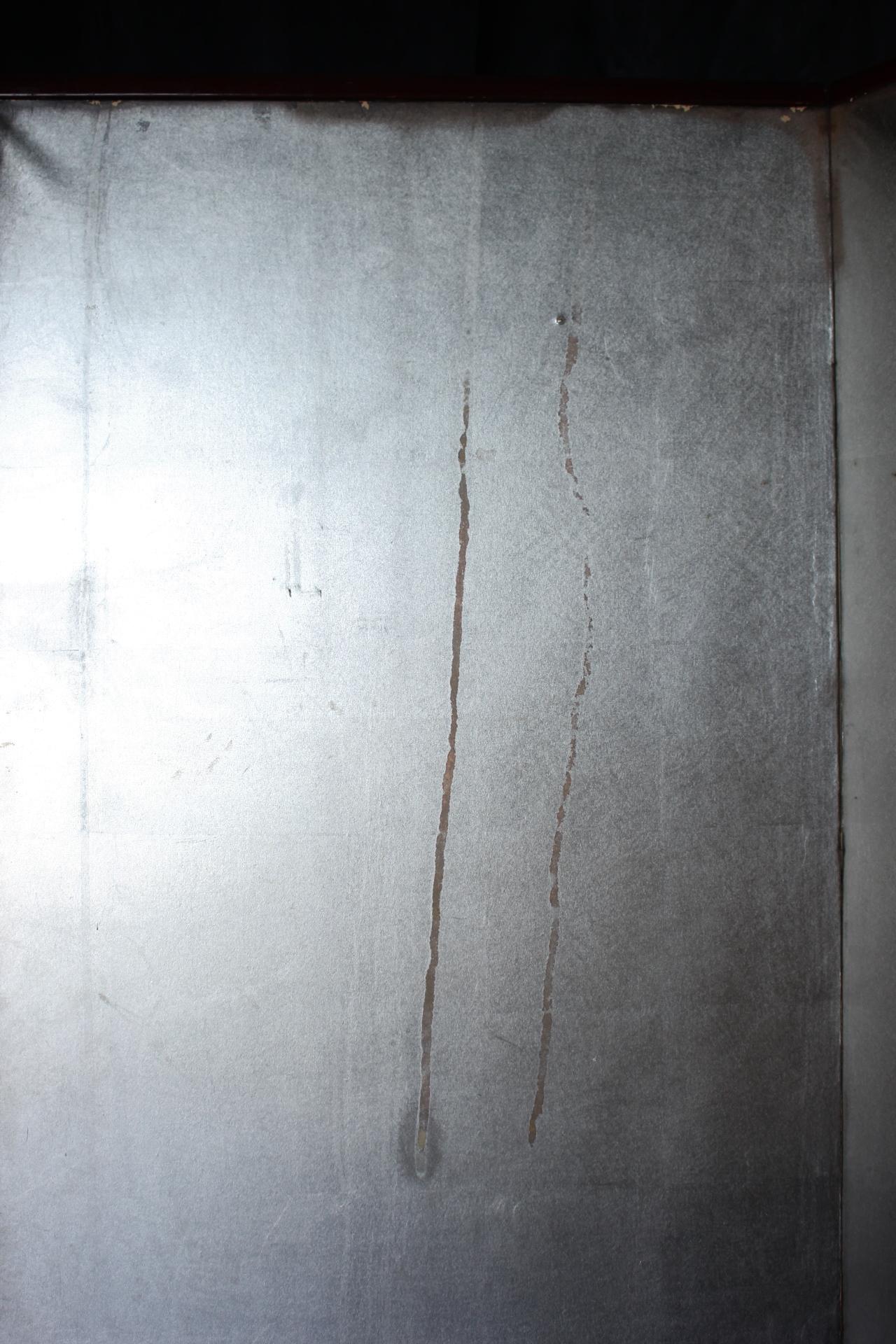 B42 Japanese Antiques 6panels, Silver Paper, folding Screen, red-rimmed For Sale 1