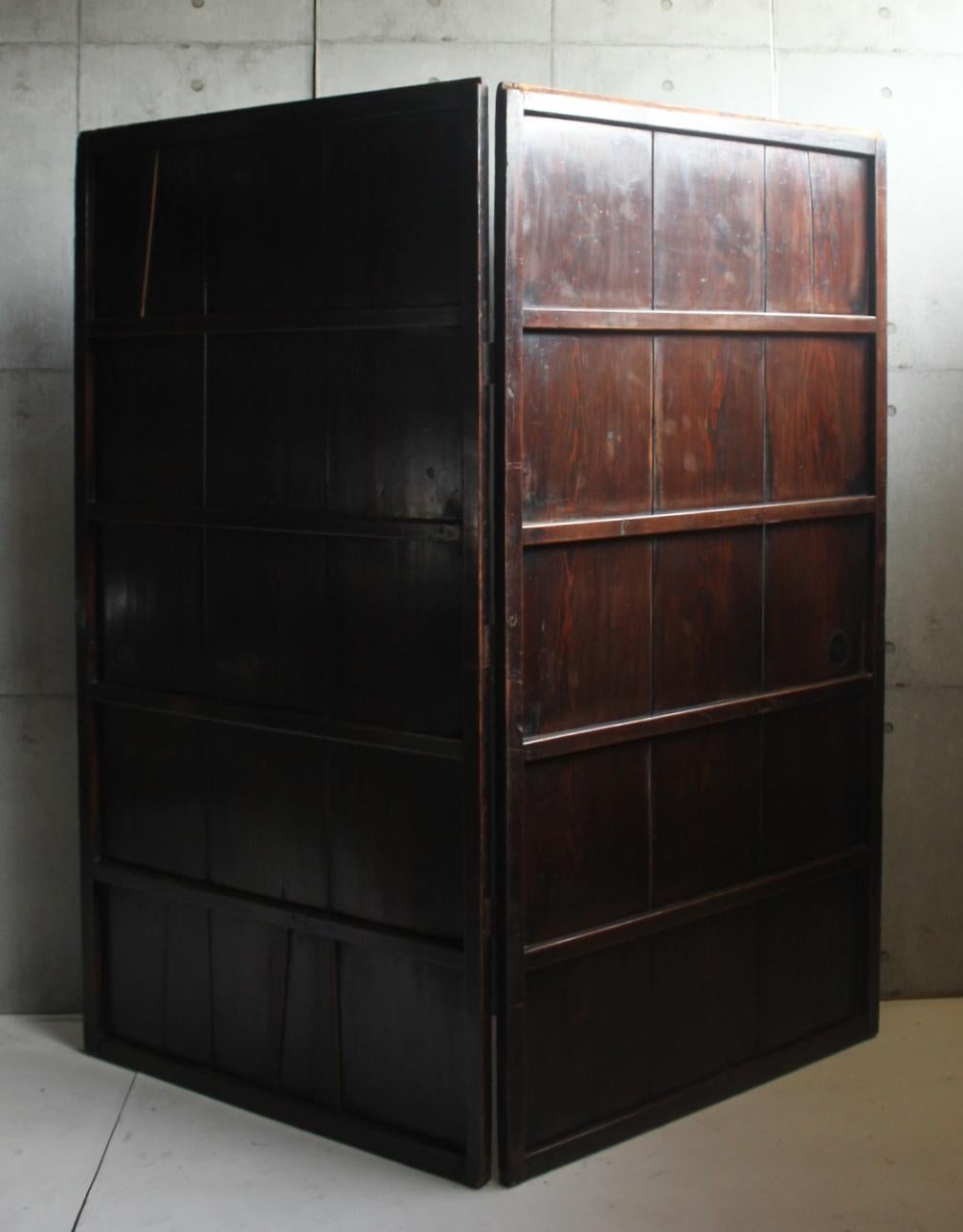 B43 Japanese antique, pine, cedar Byobu folding screen, room dividers For Sale 6