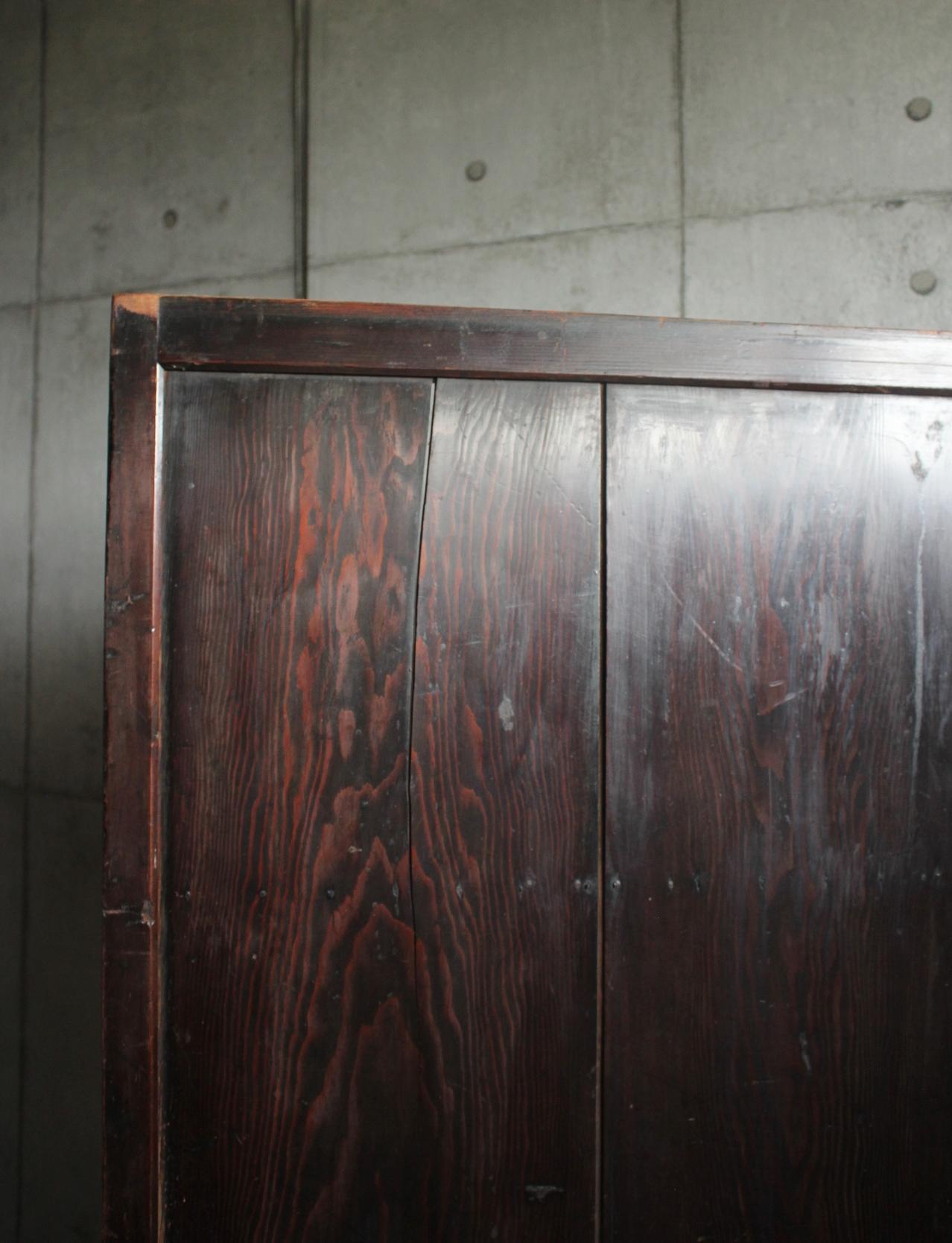 B43 Japanese antique, pine, cedar Byobu folding screen, room dividers In Fair Condition For Sale In Niiza, JP