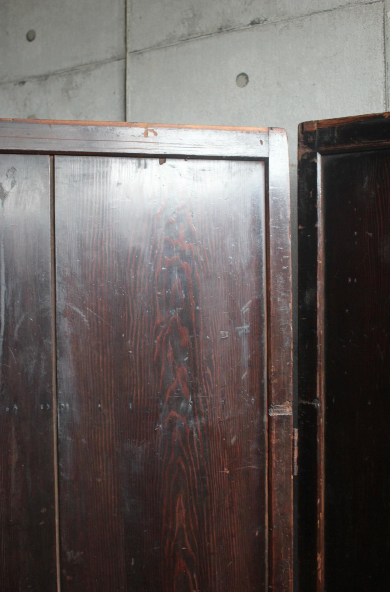B43 Japanese antique, pine, cedar Byobu folding screen, room dividers For Sale 2