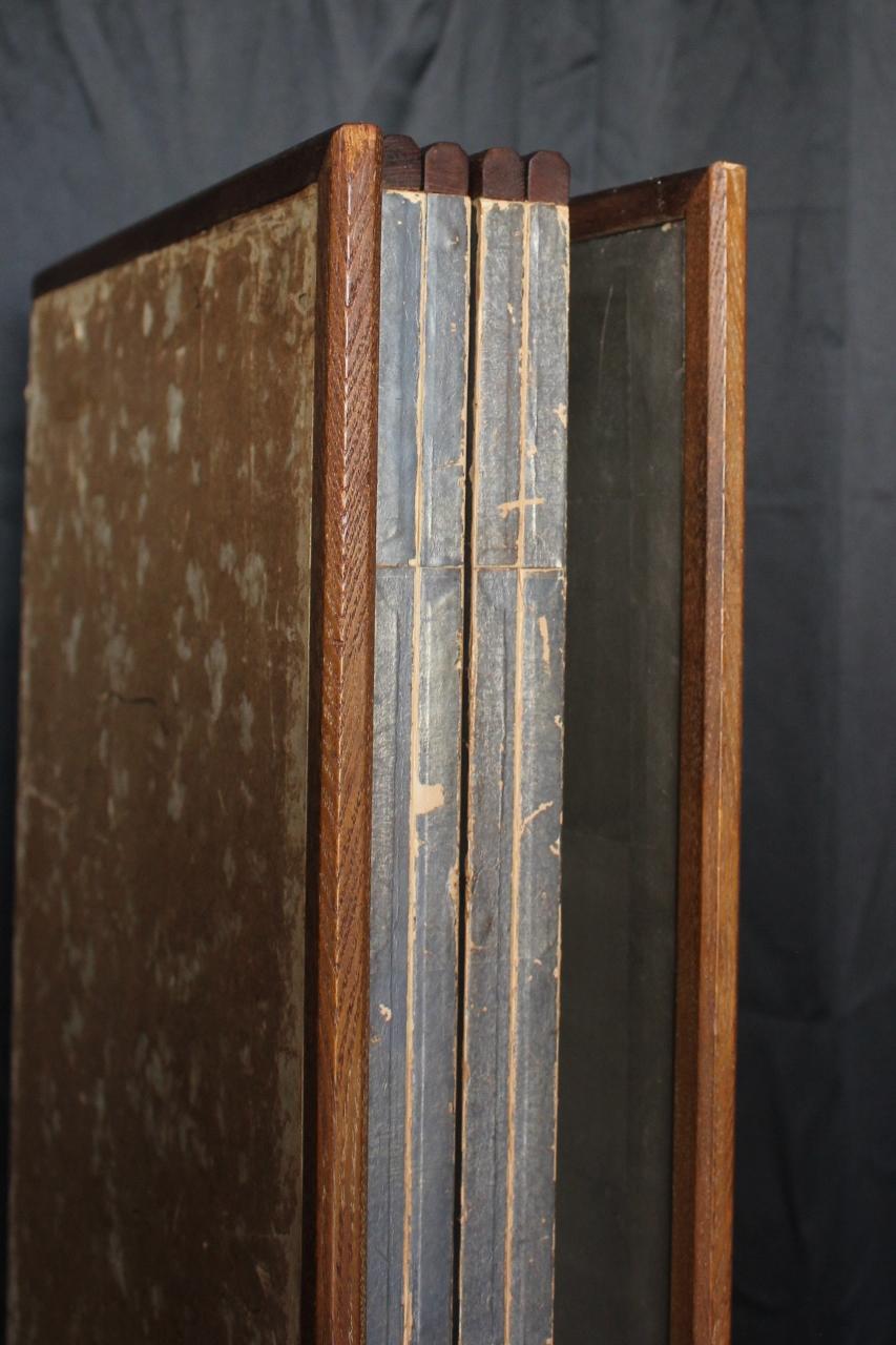 B46 Old Japanese 6panels, Silver Paper, folding Screen, brown-rimmed For Sale 12
