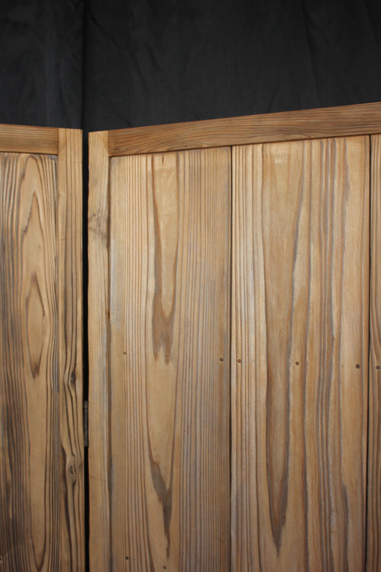 B47 Japanese antique, cedar Byobu folding screen, room dividers For Sale 8