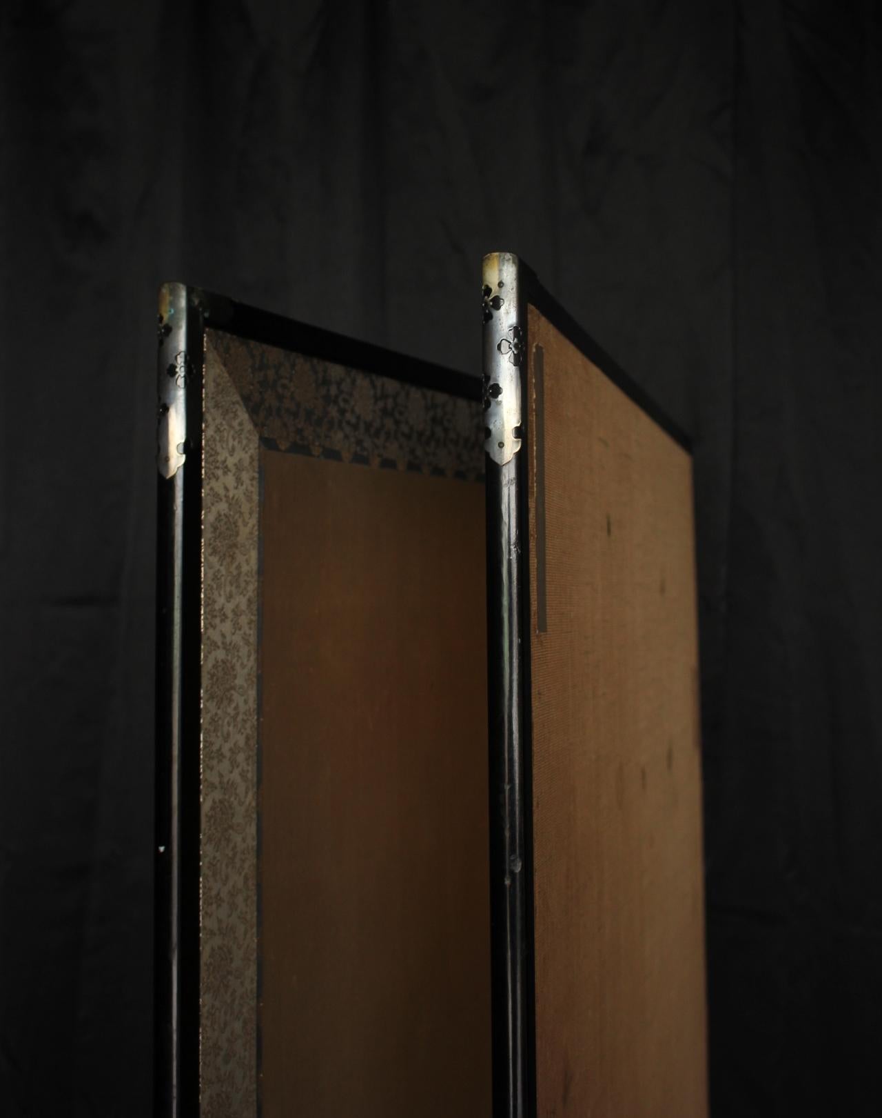 B48 Old Japanese Silver folding screen, Byobu 2panel For Sale 5