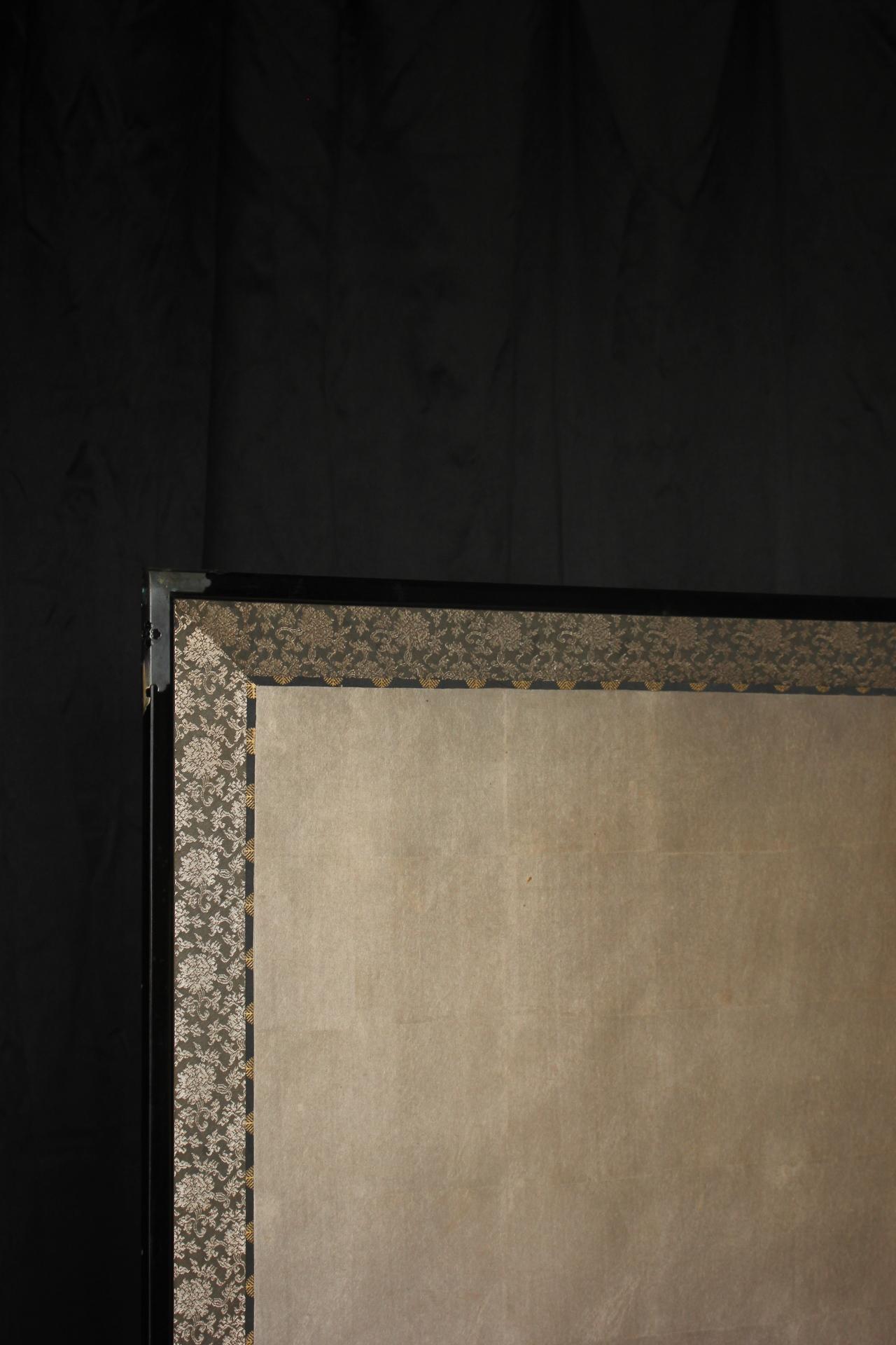 B48 Old Japanese Silver folding screen, Byobu 2panel In Fair Condition For Sale In Niiza, JP