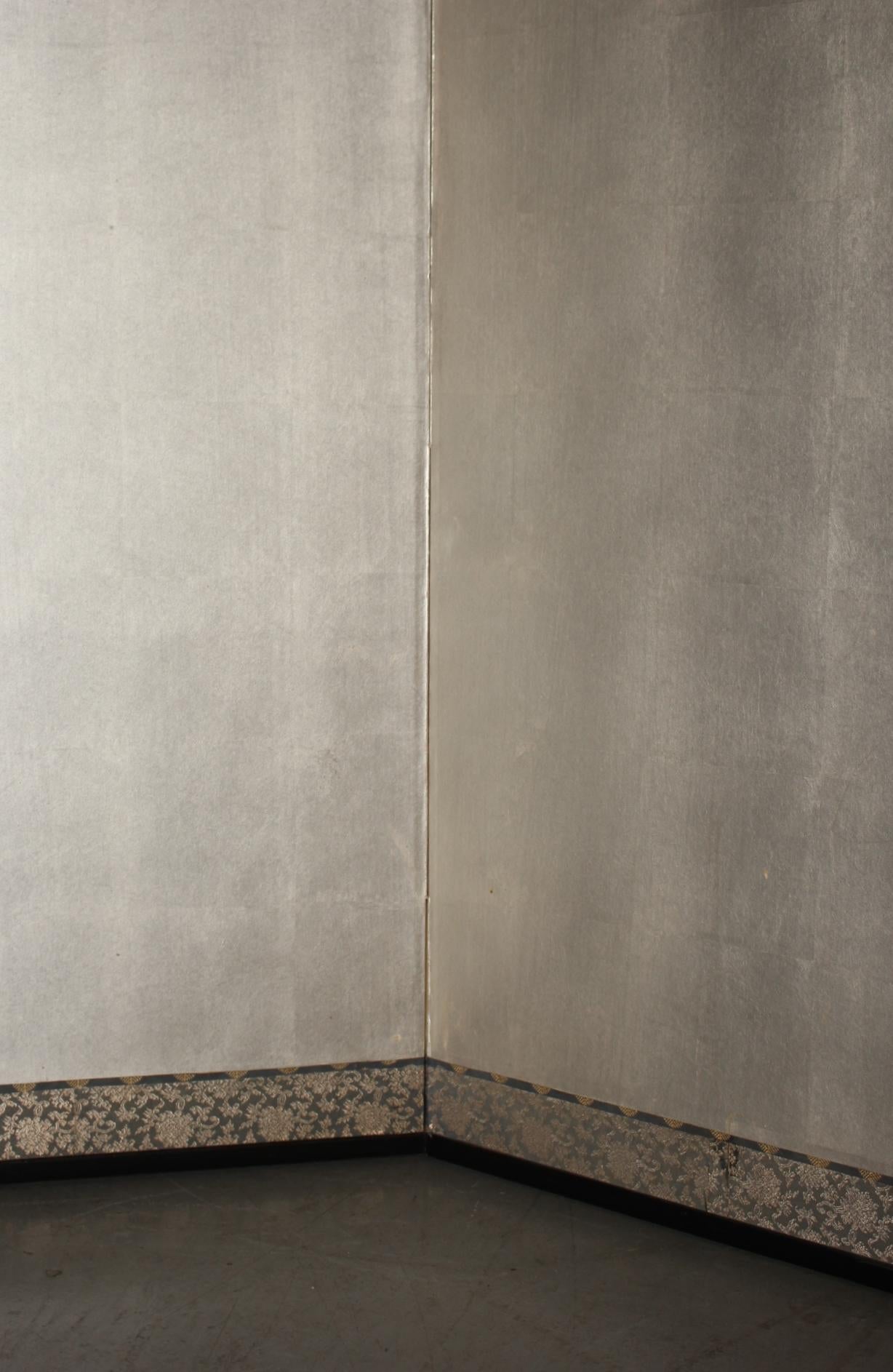 B48 Old Japanese Silver folding screen, Byobu 2panel For Sale 3
