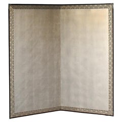 Vintage B48 Old Japanese Silver folding screen, Byobu 2panel