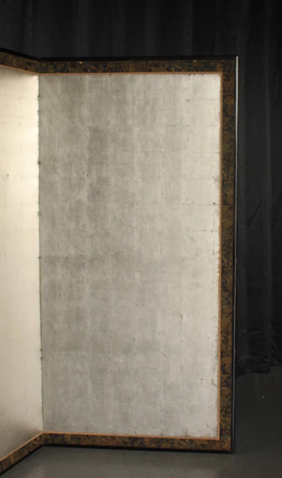 B49 Old Japanese Silver folding screen, Byobu 2panel For Sale 5