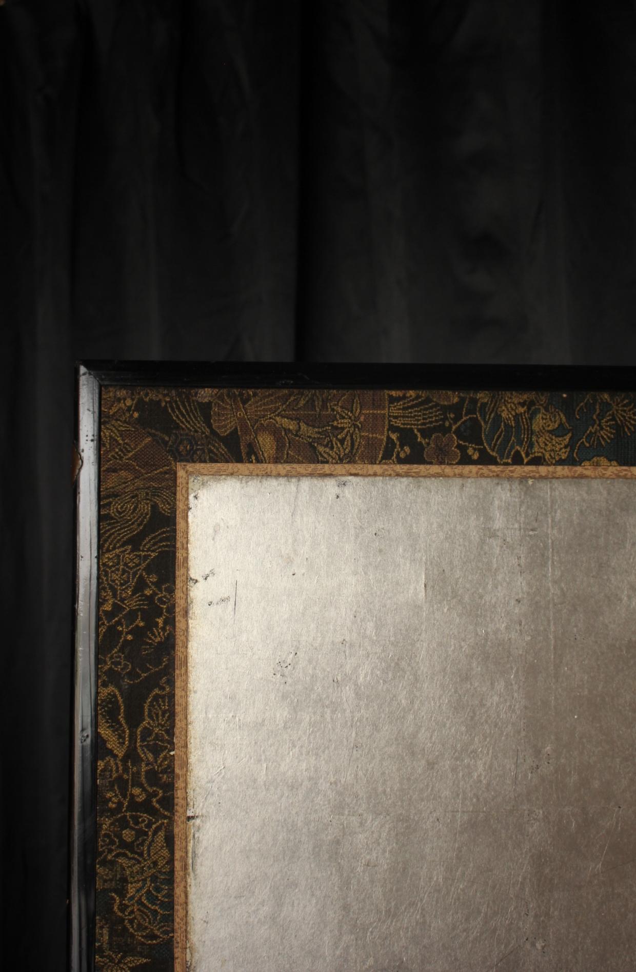 B49 Old Japanese Silver folding screen, Byobu 2panel In Fair Condition For Sale In Niiza, JP