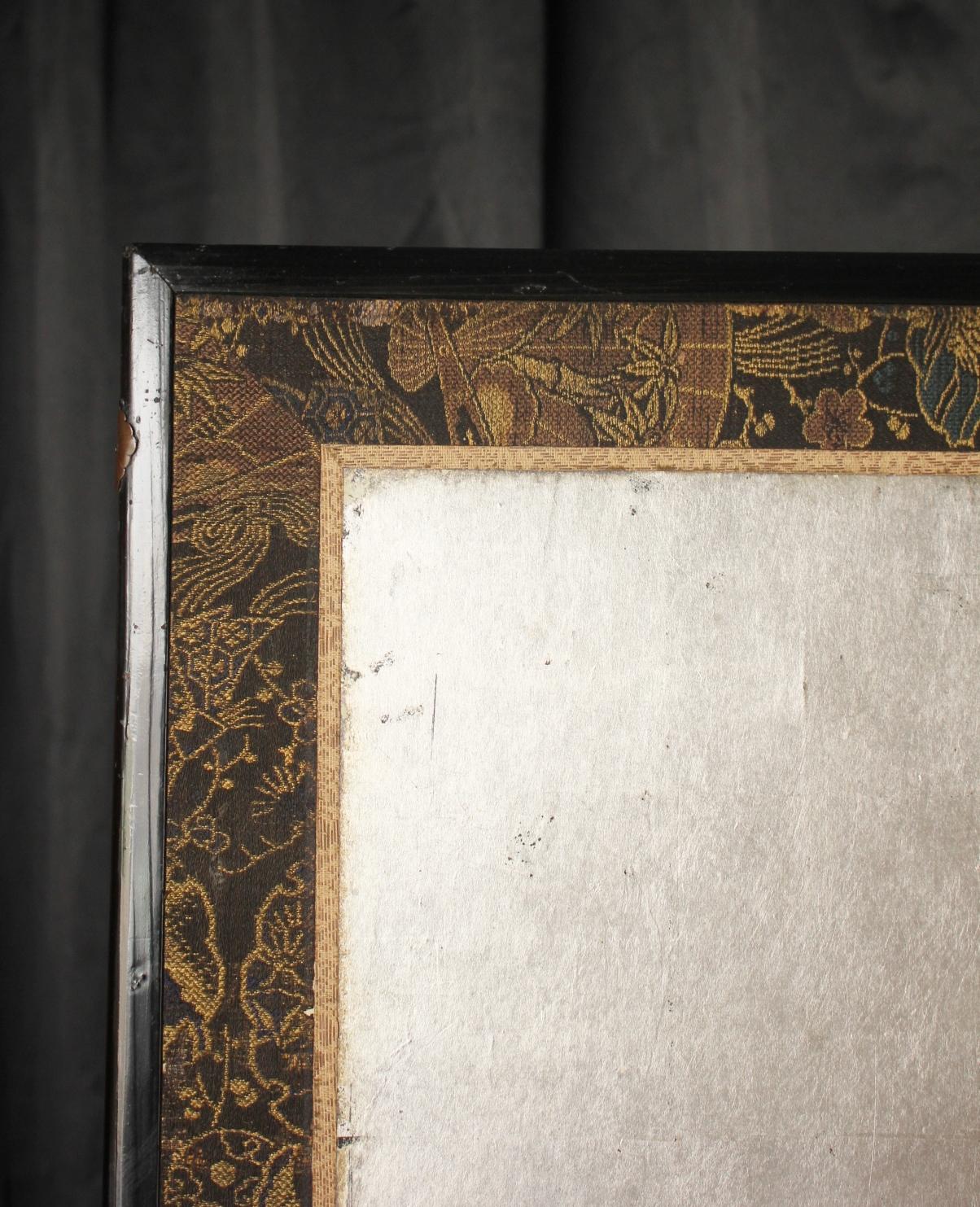 19th Century B49 Old Japanese Silver folding screen, Byobu 2panel For Sale