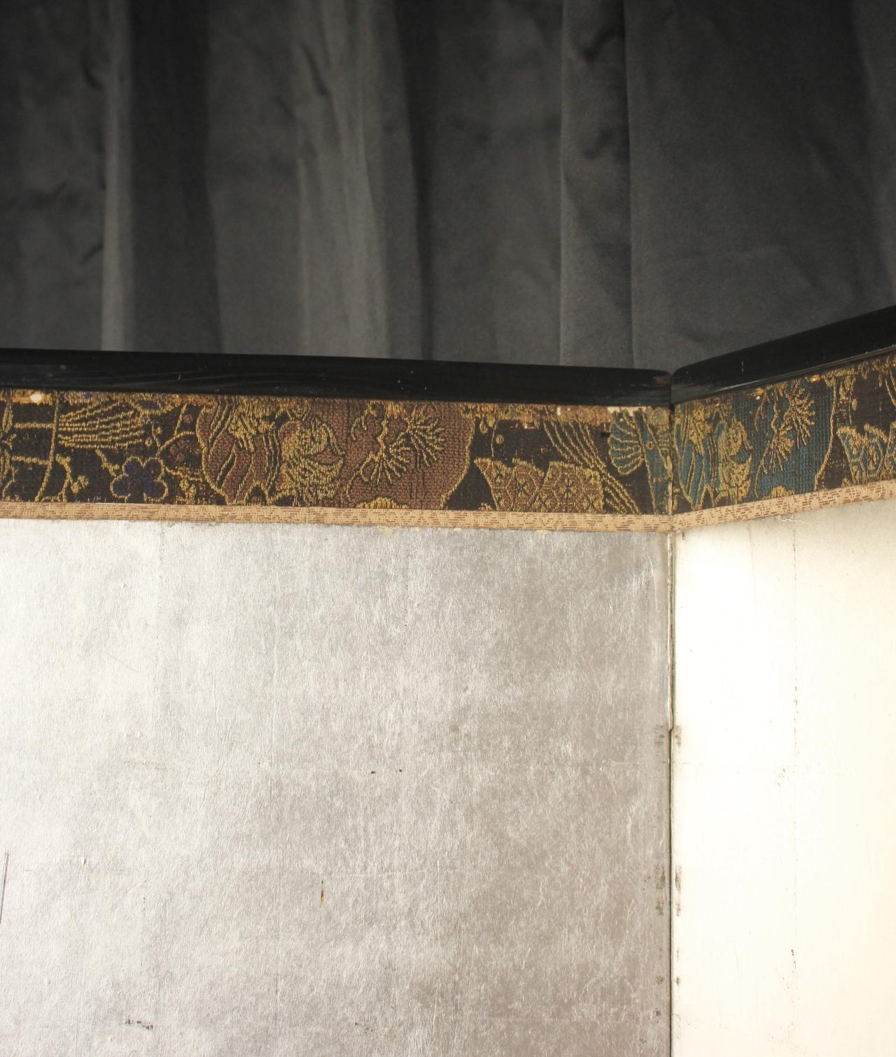 Paper B49 Old Japanese Silver folding screen, Byobu 2panel For Sale