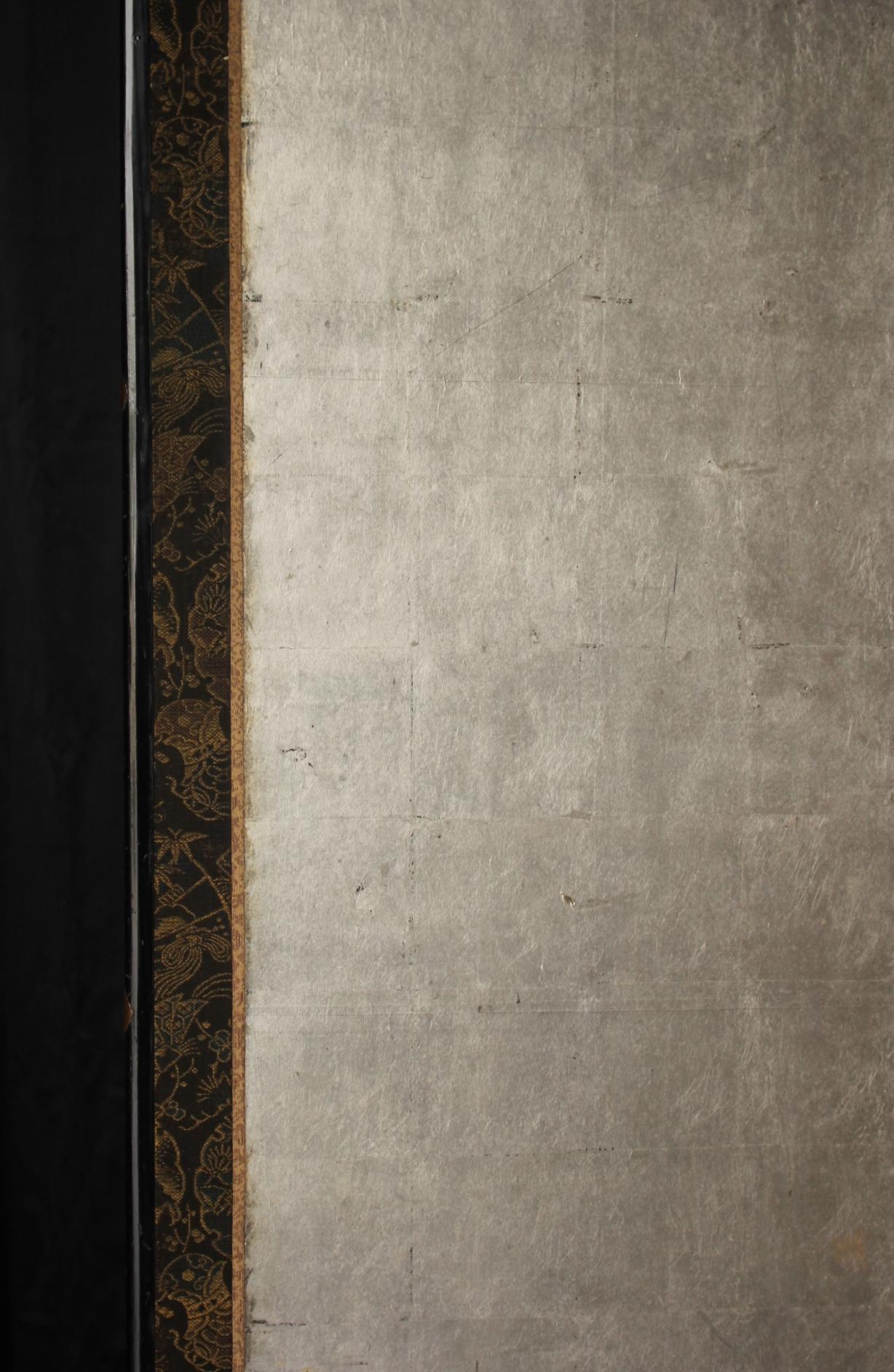 B49 Old Japanese Silver folding screen, Byobu 2panel For Sale 2