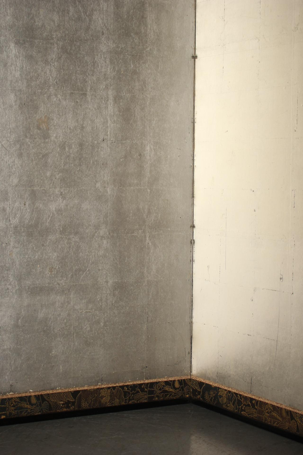 B49 Old Japanese Silver folding screen, Byobu 2panel For Sale 4