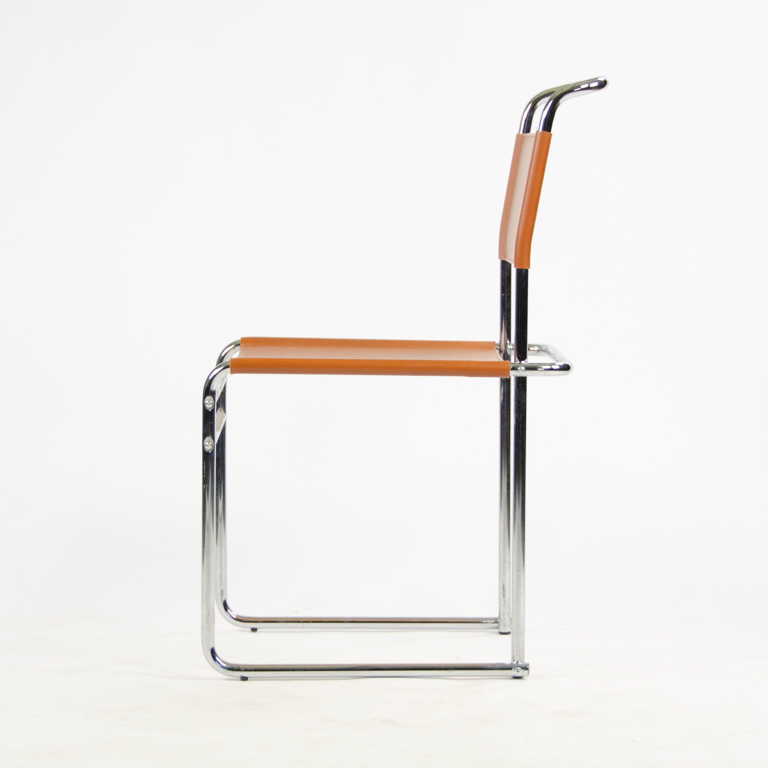 Allemand Ensemble de 4 chaises de salle à manger Bauhaus en cuir chromé B5 pour Marcel Breuer pour Tecta en vente