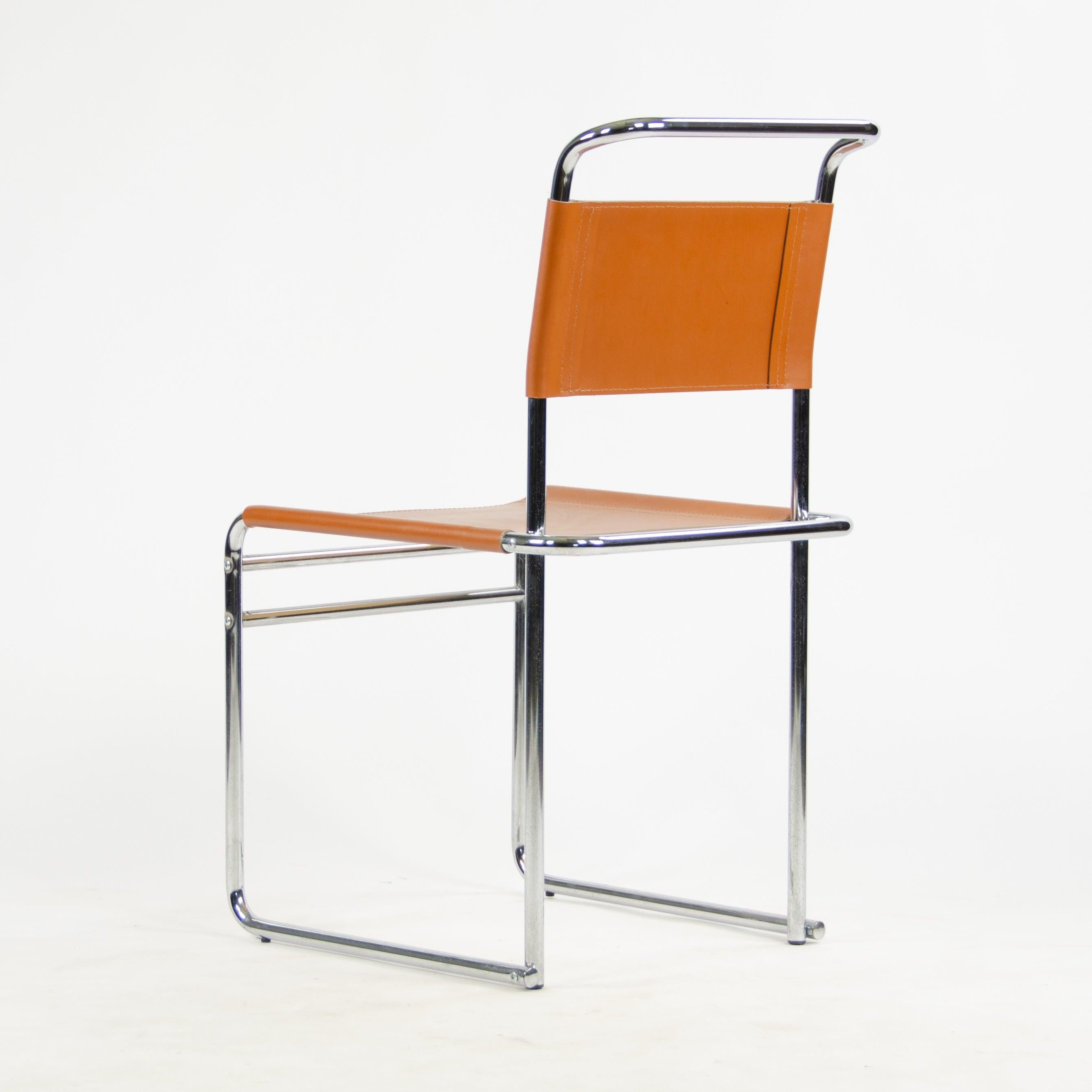 B5 per Marcel Breuer Set di 4 sedie da pranzo Bauhaus in pelle cromata per Tecta In condizioni buone in vendita a Philadelphia, PA