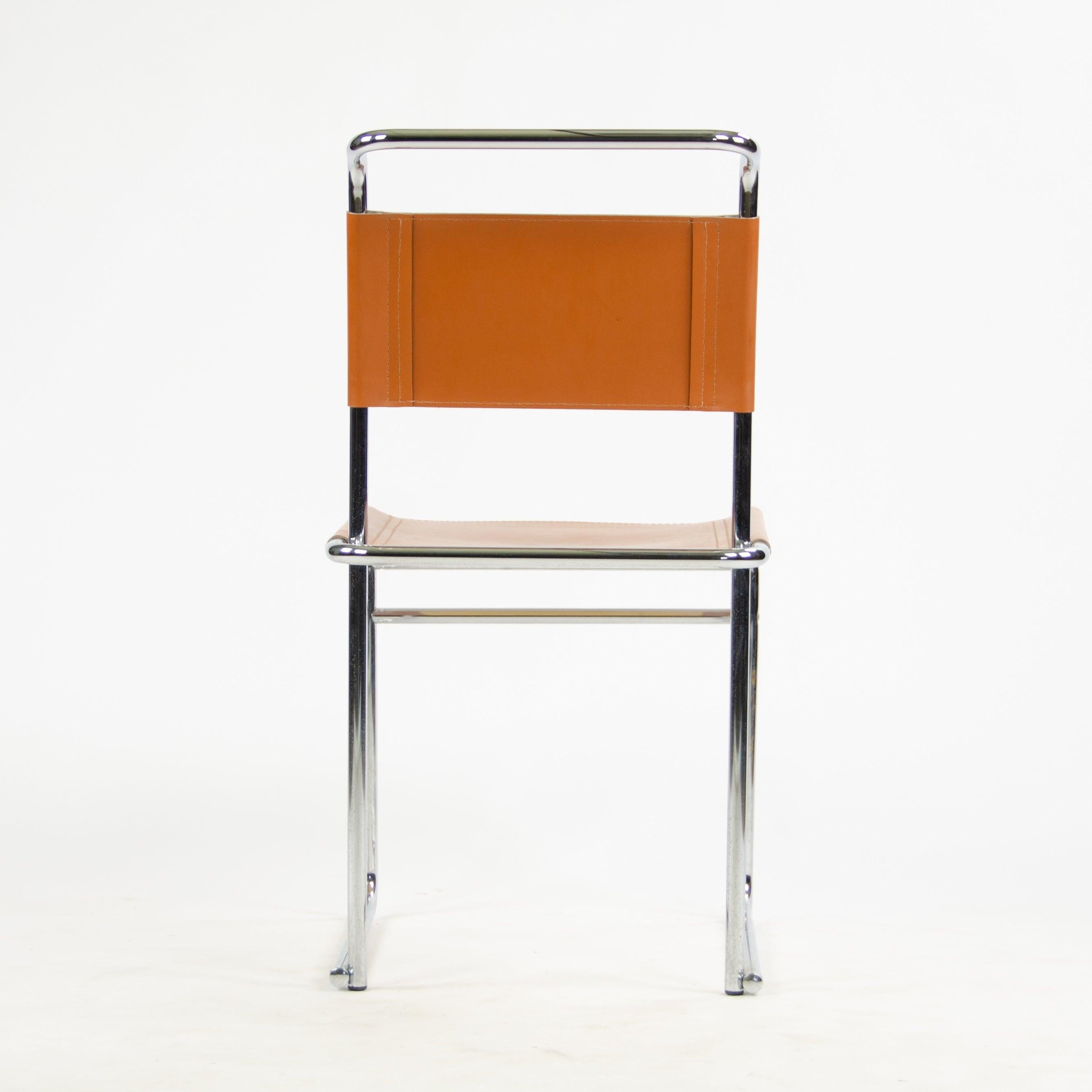 Fin du 20e siècle Ensemble de 4 chaises de salle à manger Bauhaus en cuir chromé B5 pour Marcel Breuer pour Tecta en vente