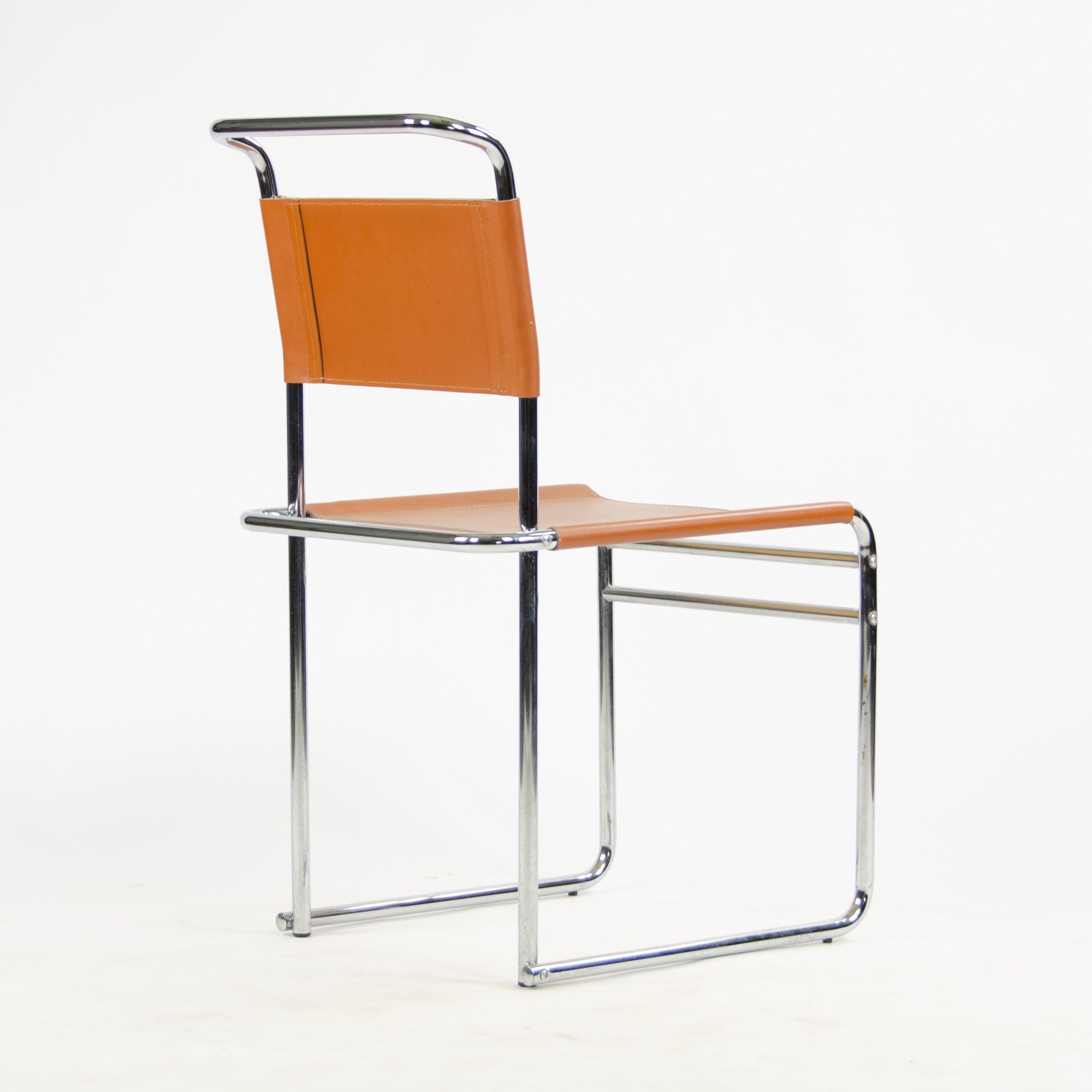 Cuir Ensemble de 4 chaises de salle à manger Bauhaus en cuir chromé B5 pour Marcel Breuer pour Tecta en vente