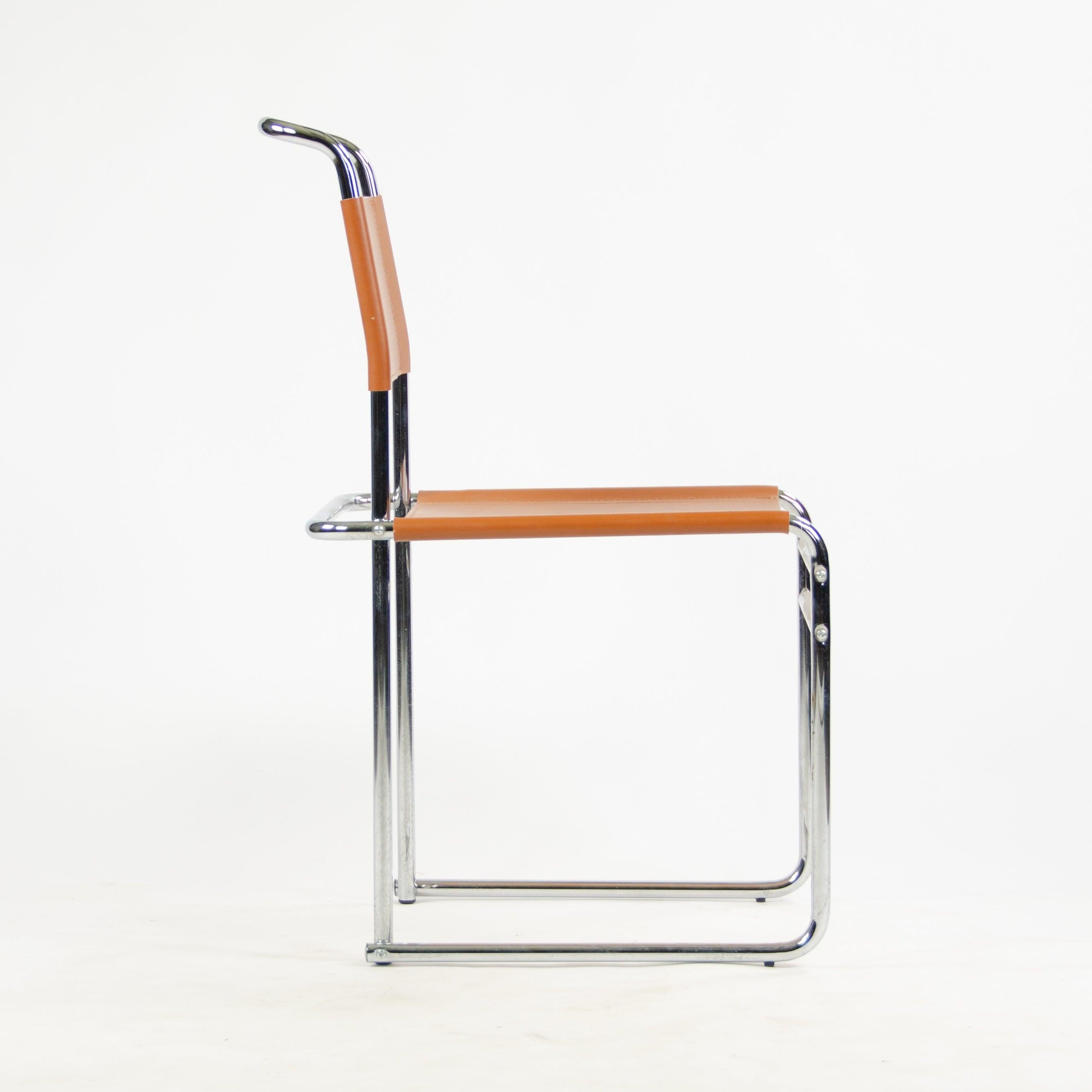Ensemble de 4 chaises de salle à manger Bauhaus en cuir chromé B5 pour Marcel Breuer pour Tecta en vente 1