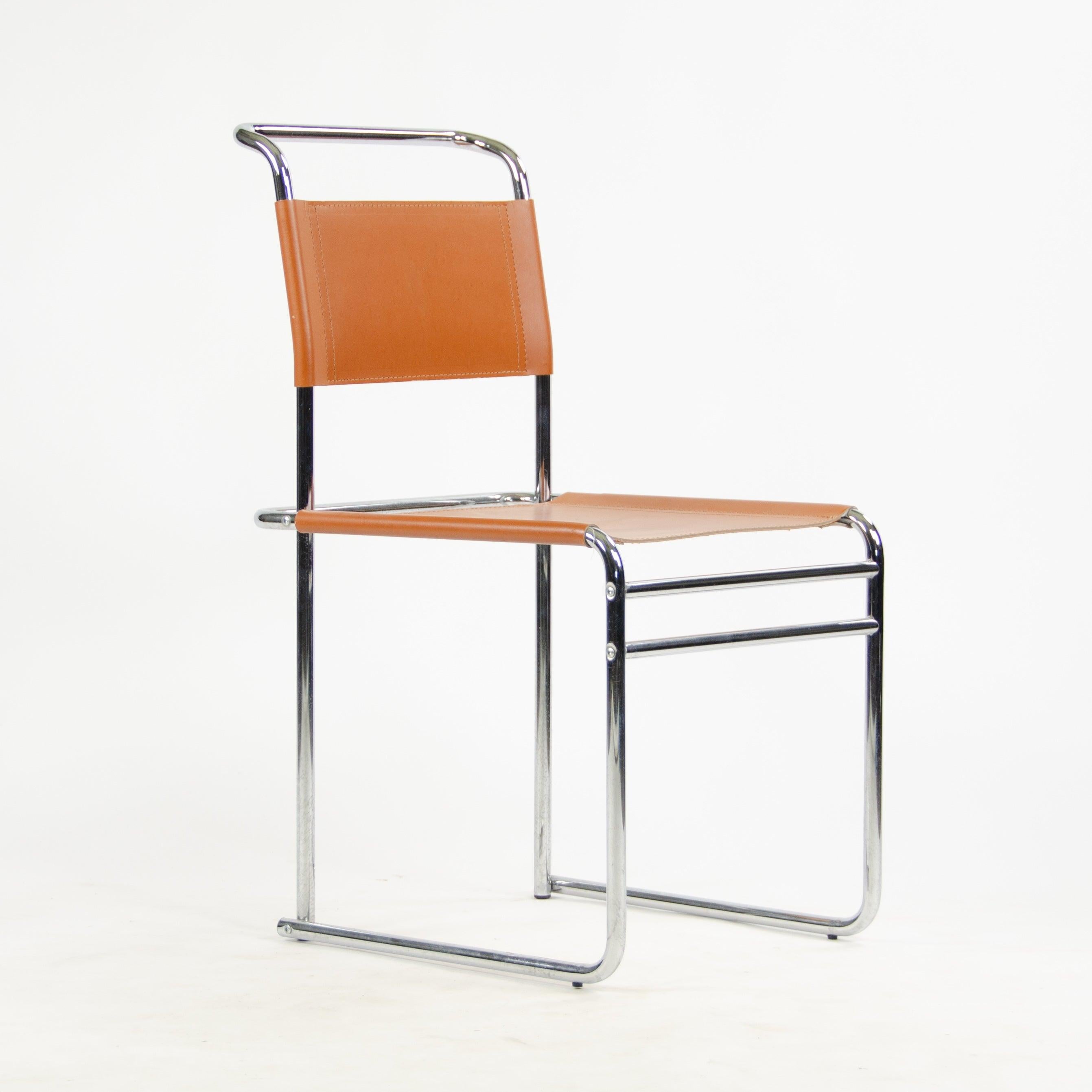 Ensemble de 4 chaises de salle à manger Bauhaus en cuir chromé B5 pour Marcel Breuer pour Tecta en vente 2