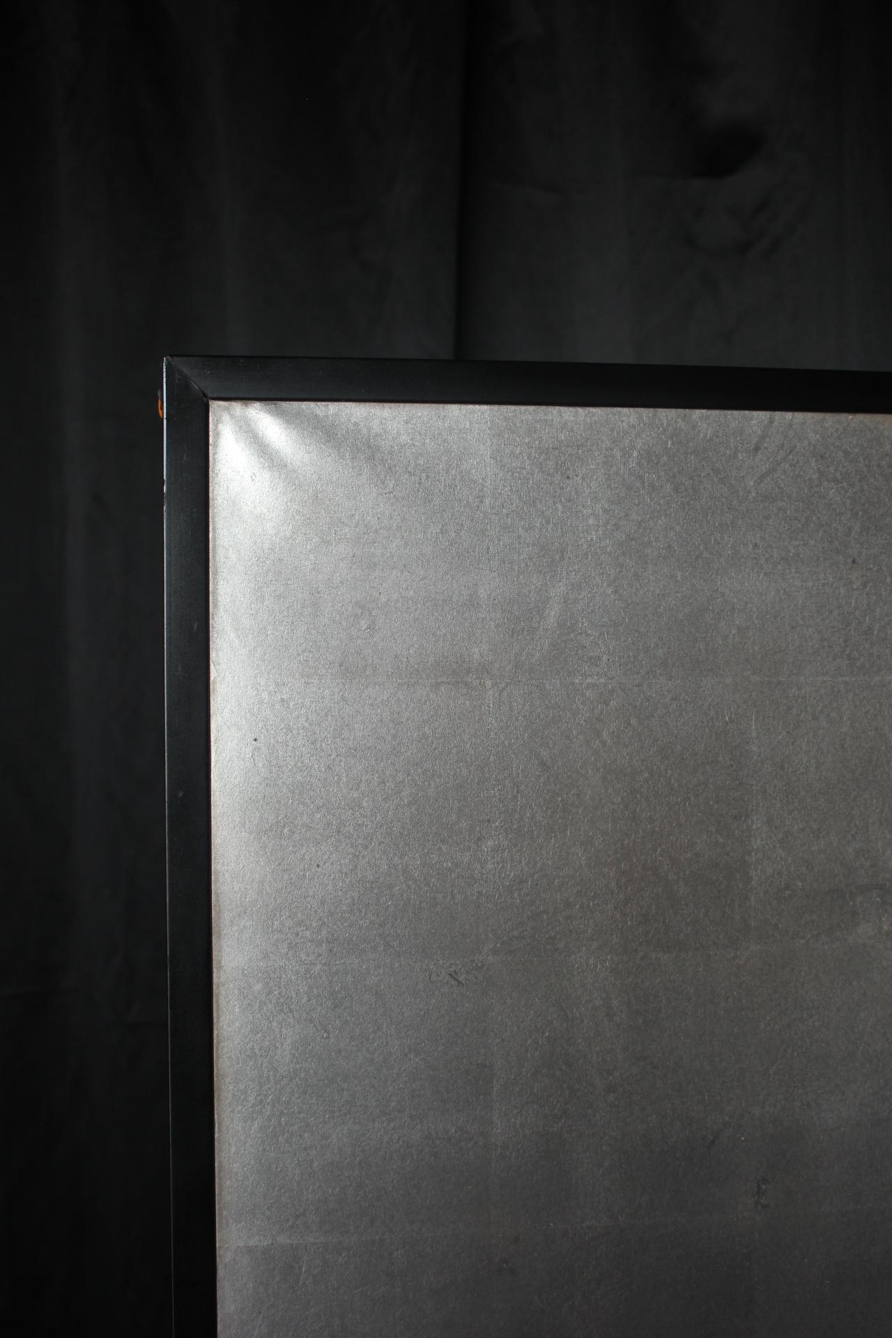 B51 Anciennes antiquités japonaises Paravent en argent, Byobu 2 panneaux en vente 3