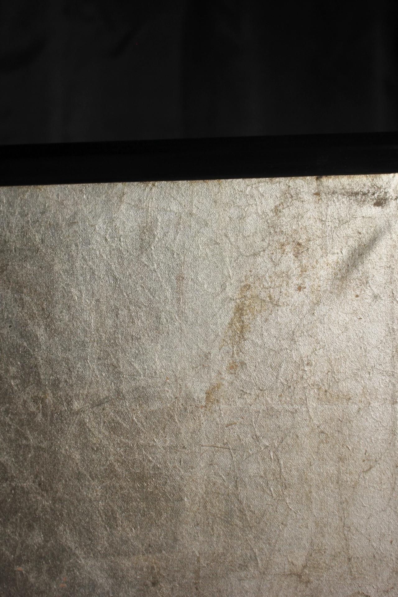 B55 Old Japanese silver paper 6panel folding screen middle size For Sale 8
