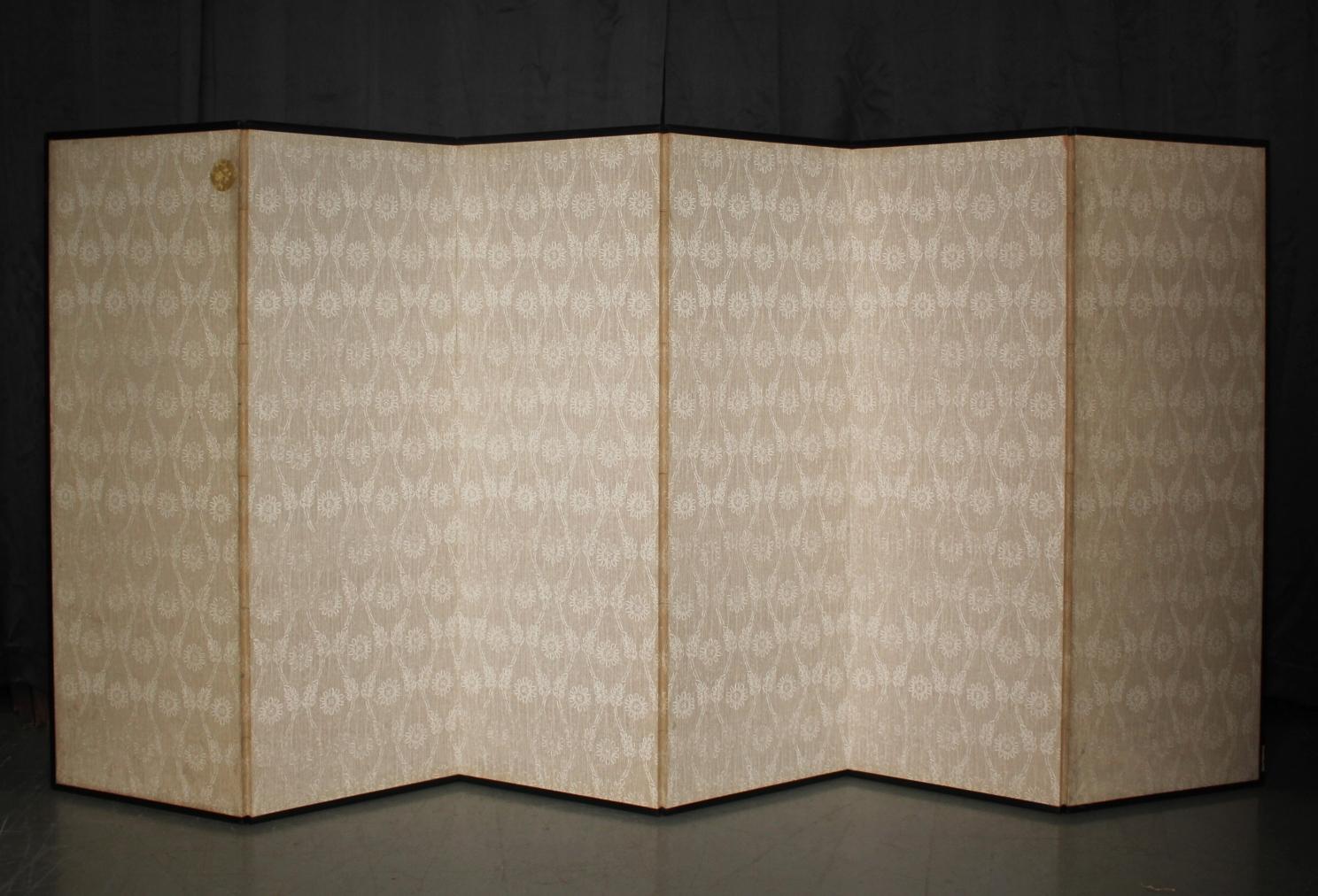 B55 Old Japanese silver paper 6panel folding screen middle size For Sale 11