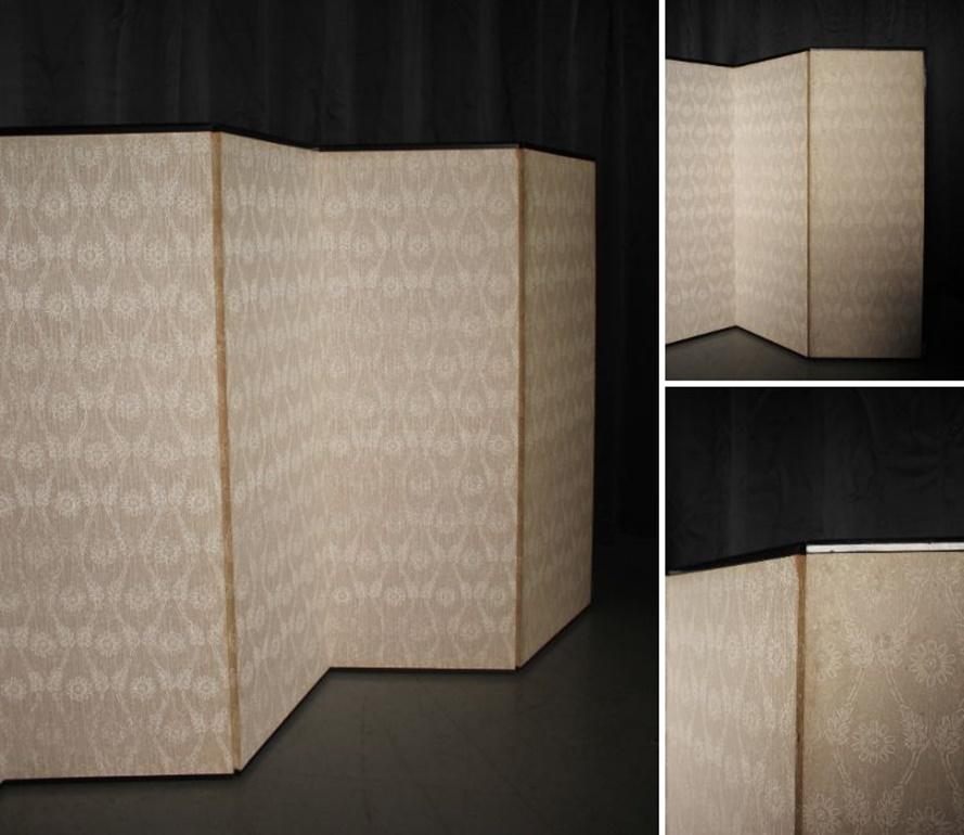 B55 Old Japanese silver paper 6panel folding screen middle size For Sale 14