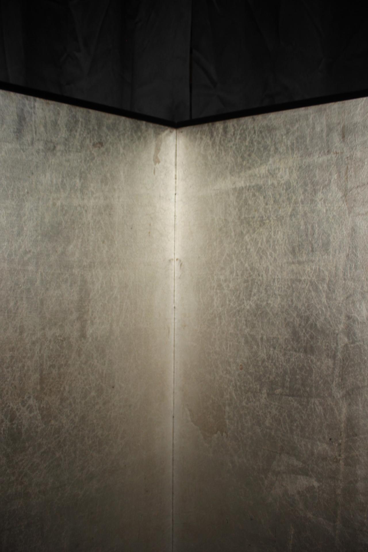 Wood B55 Old Japanese silver paper 6panel folding screen middle size For Sale