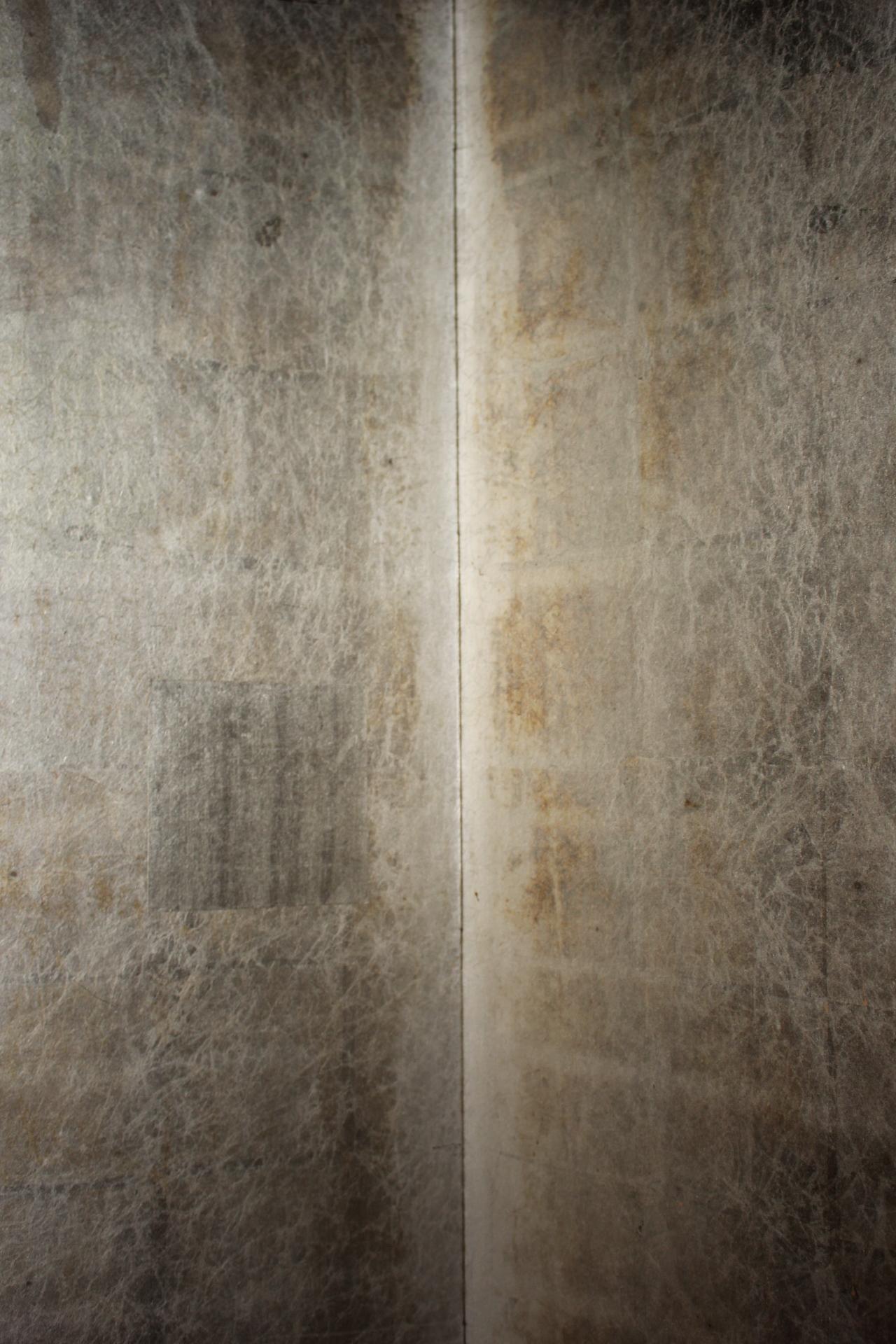 B55 Old Japanese silver paper 6panel folding screen middle size For Sale 3