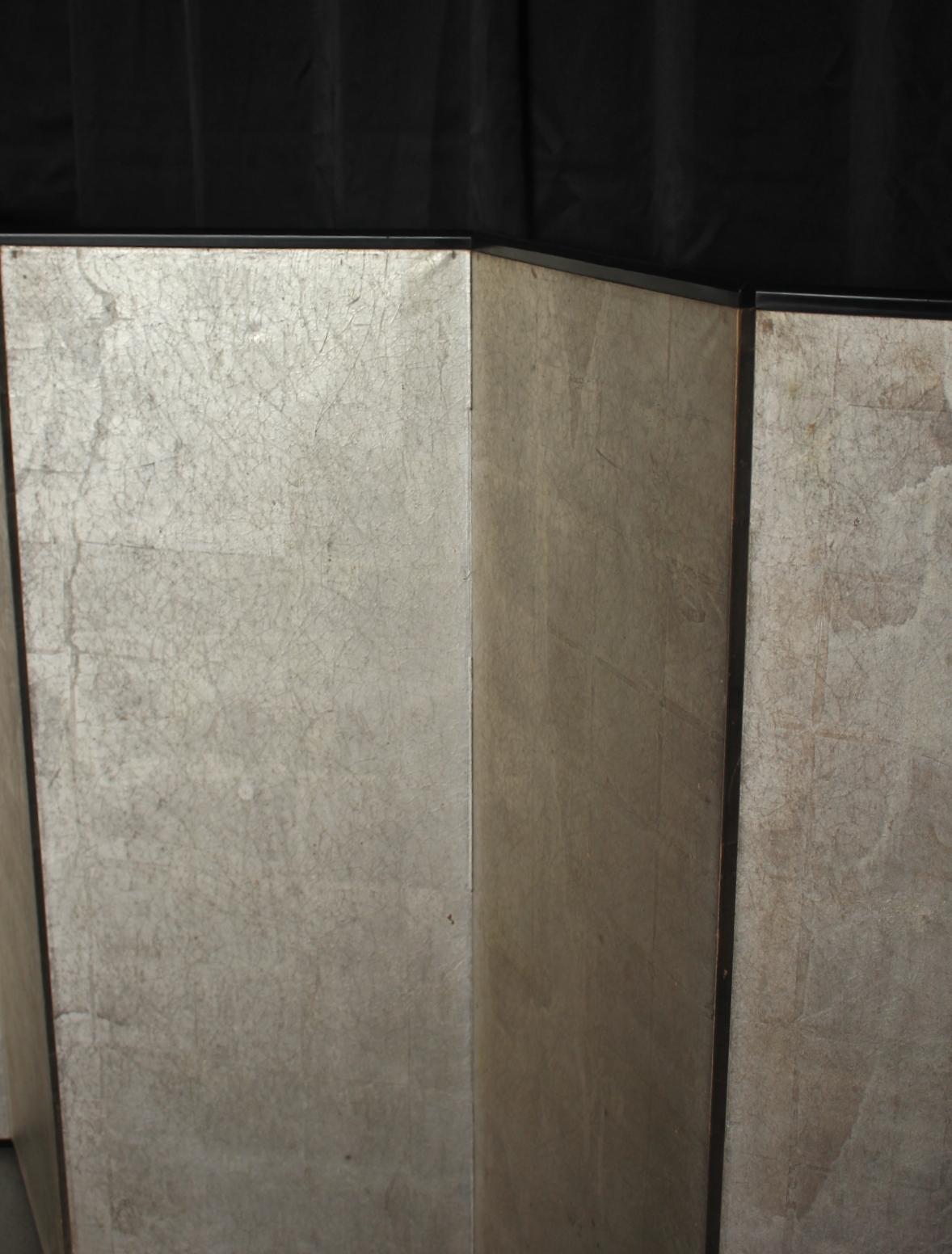 B56 Old Japanese silver paper 6panel folding screen middle size For Sale 9