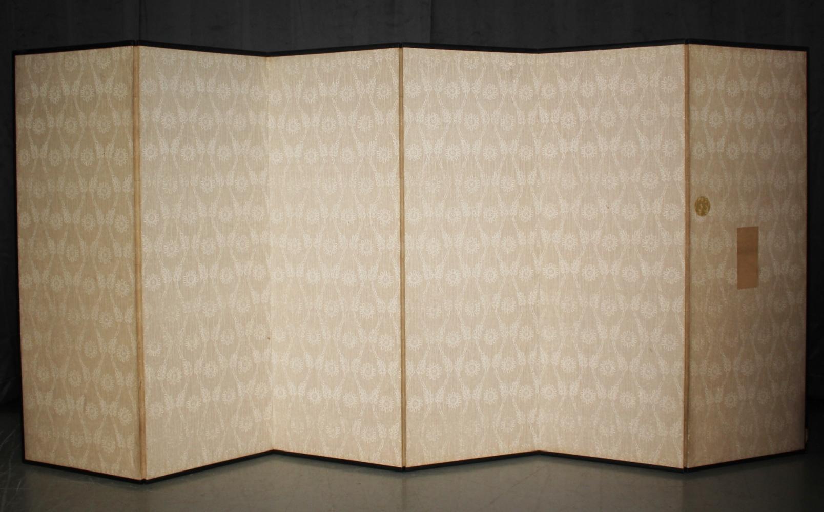 B56 Old Japanese silver paper 6panel folding screen middle size For Sale 11