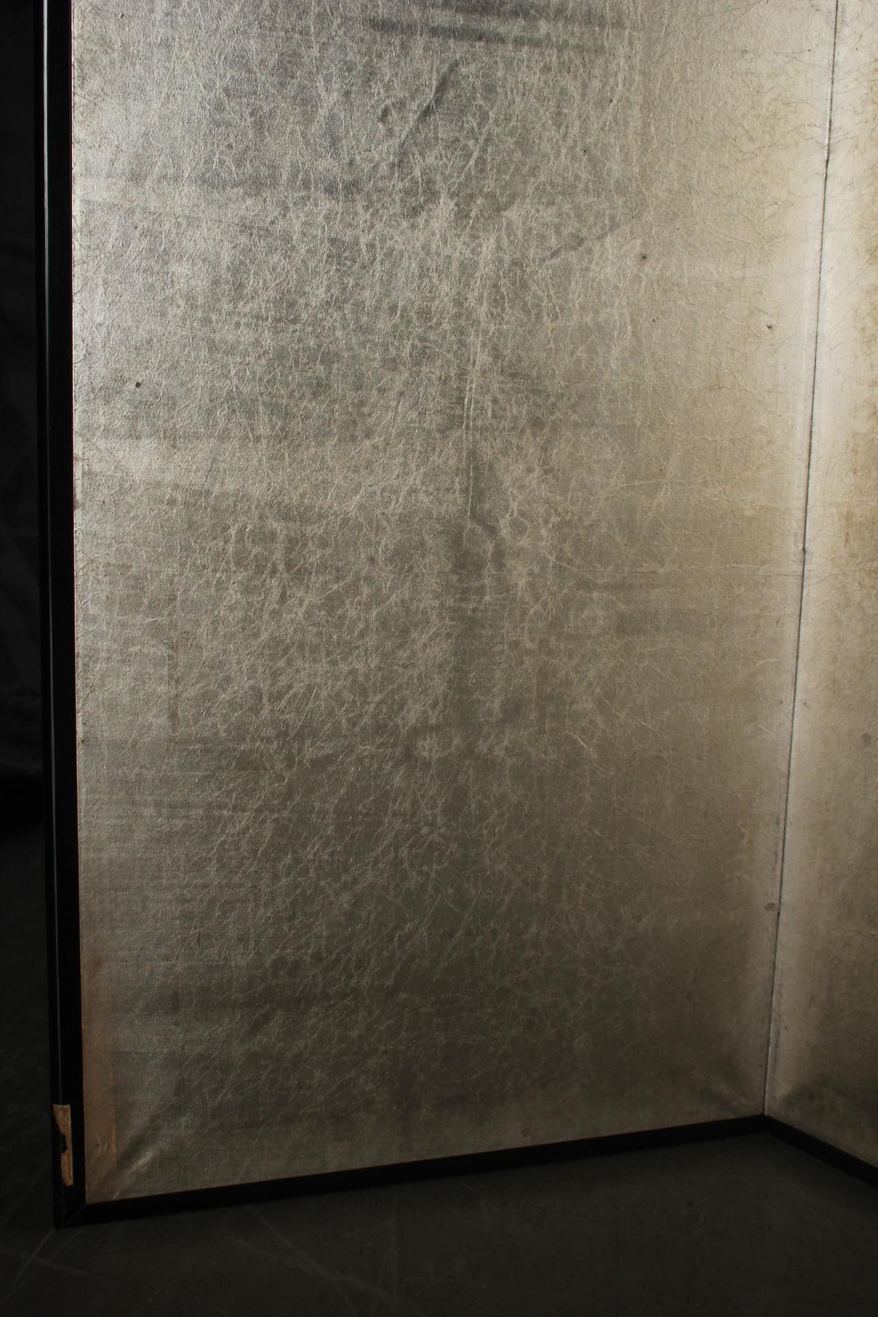 20th Century B56 Old Japanese silver paper 6panel folding screen middle size For Sale