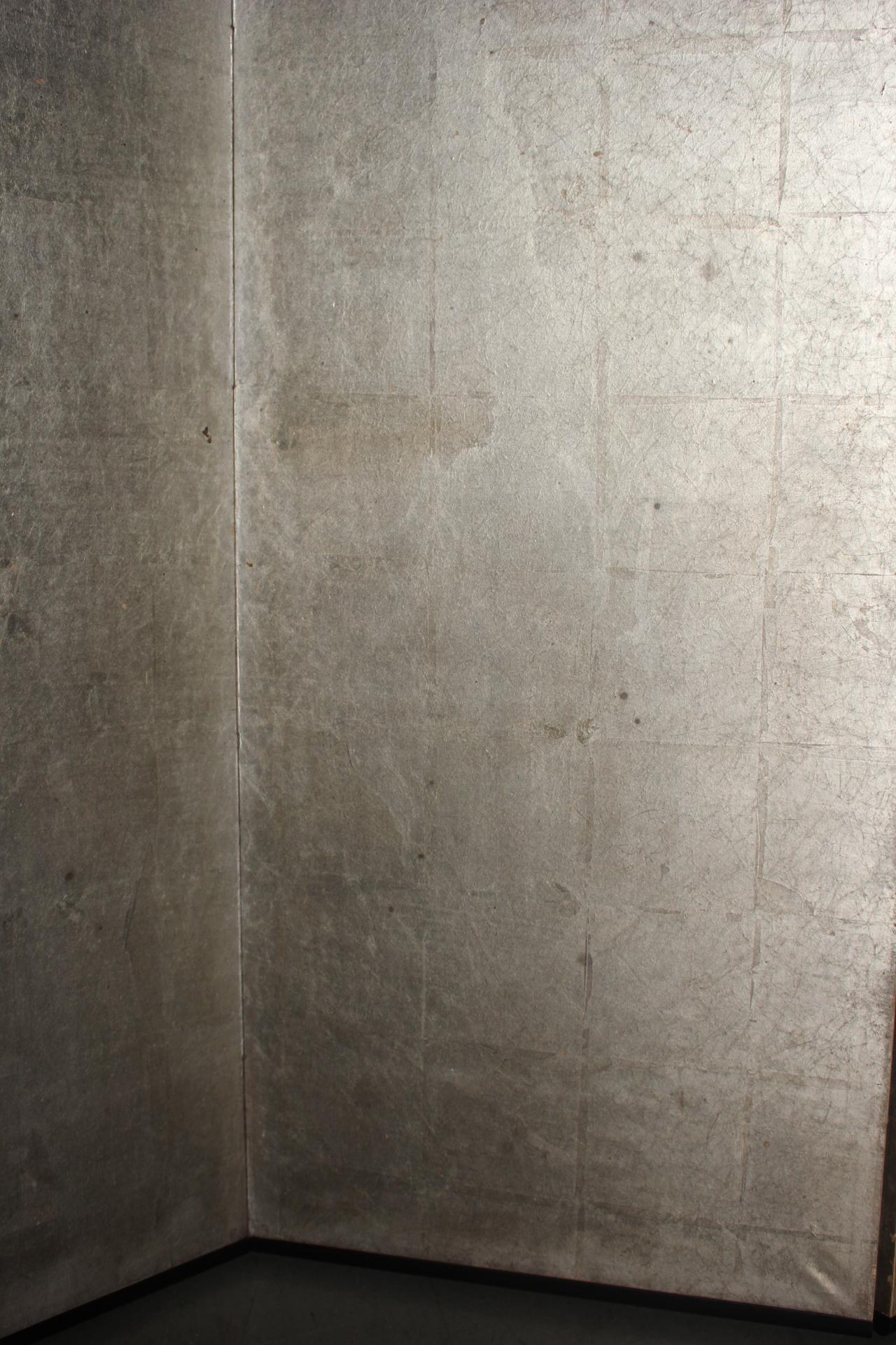 B56 Old Japanese silver paper 6panel folding screen middle size For Sale 4
